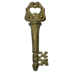 Vintage Bronze Key Bottle Opener MidCentury Modern Metal Breweriana Barware