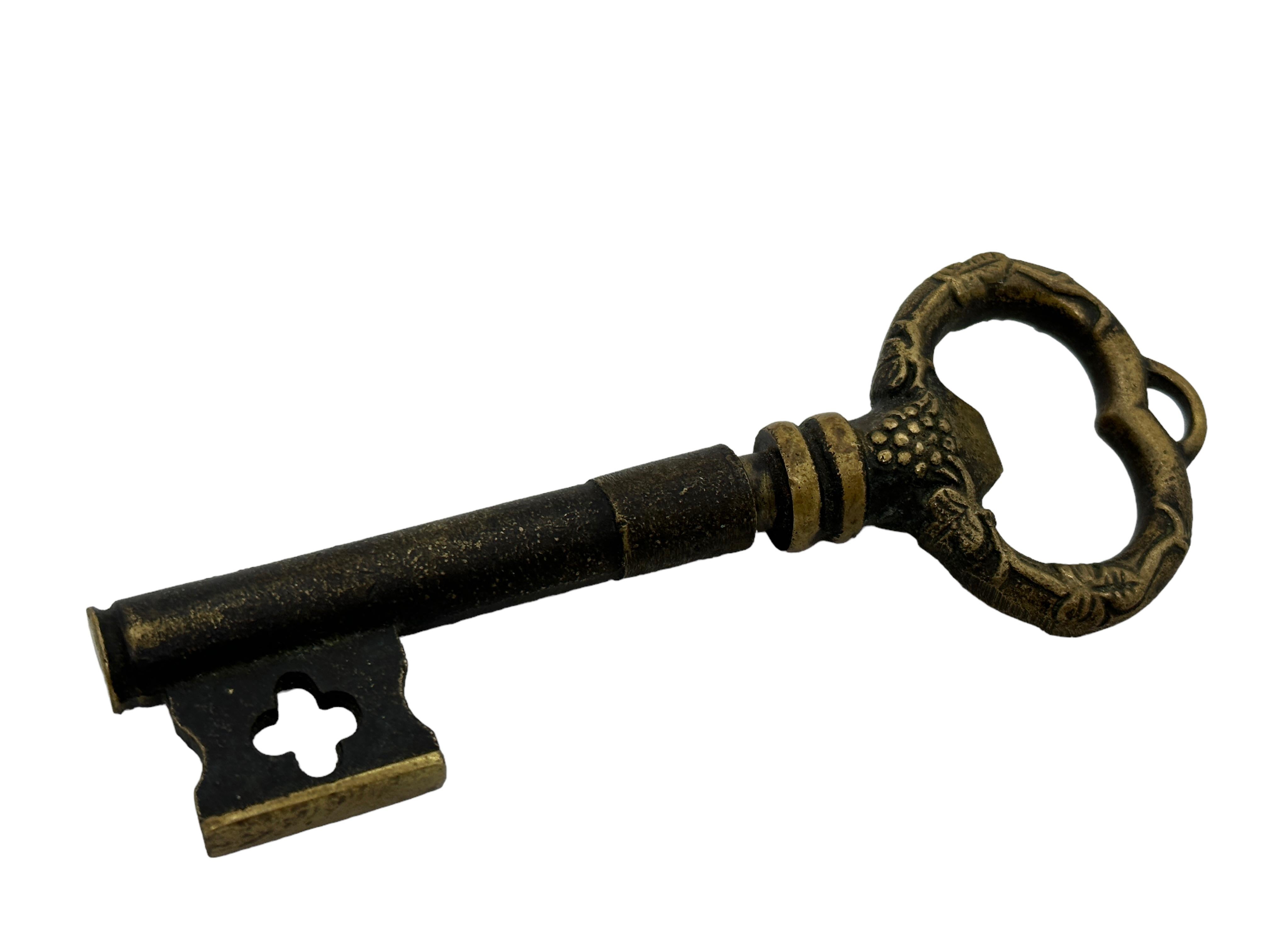 Austrian Vintage Bronze Key Corkscrew and Bottle Opener Metal Breweriana Barware, Italy For Sale