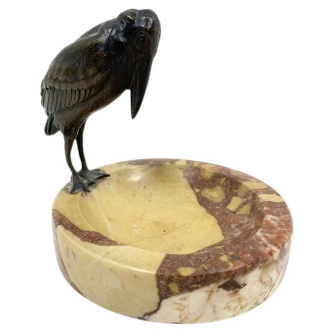 Broche en bronze Vintage Kingfisher ou Marabou Stork Dish