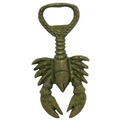 Retro Bronze Lobster Bottle Opener Mid-Century Modern Metal Breweriana Barware