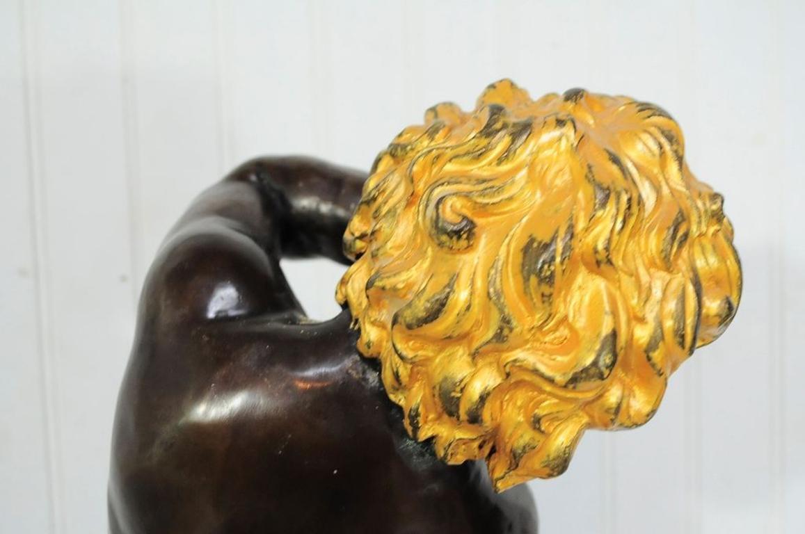 Vintage Bronze Marble French Neoclassical Style Cherub Putti Pedestal Sculpture 4