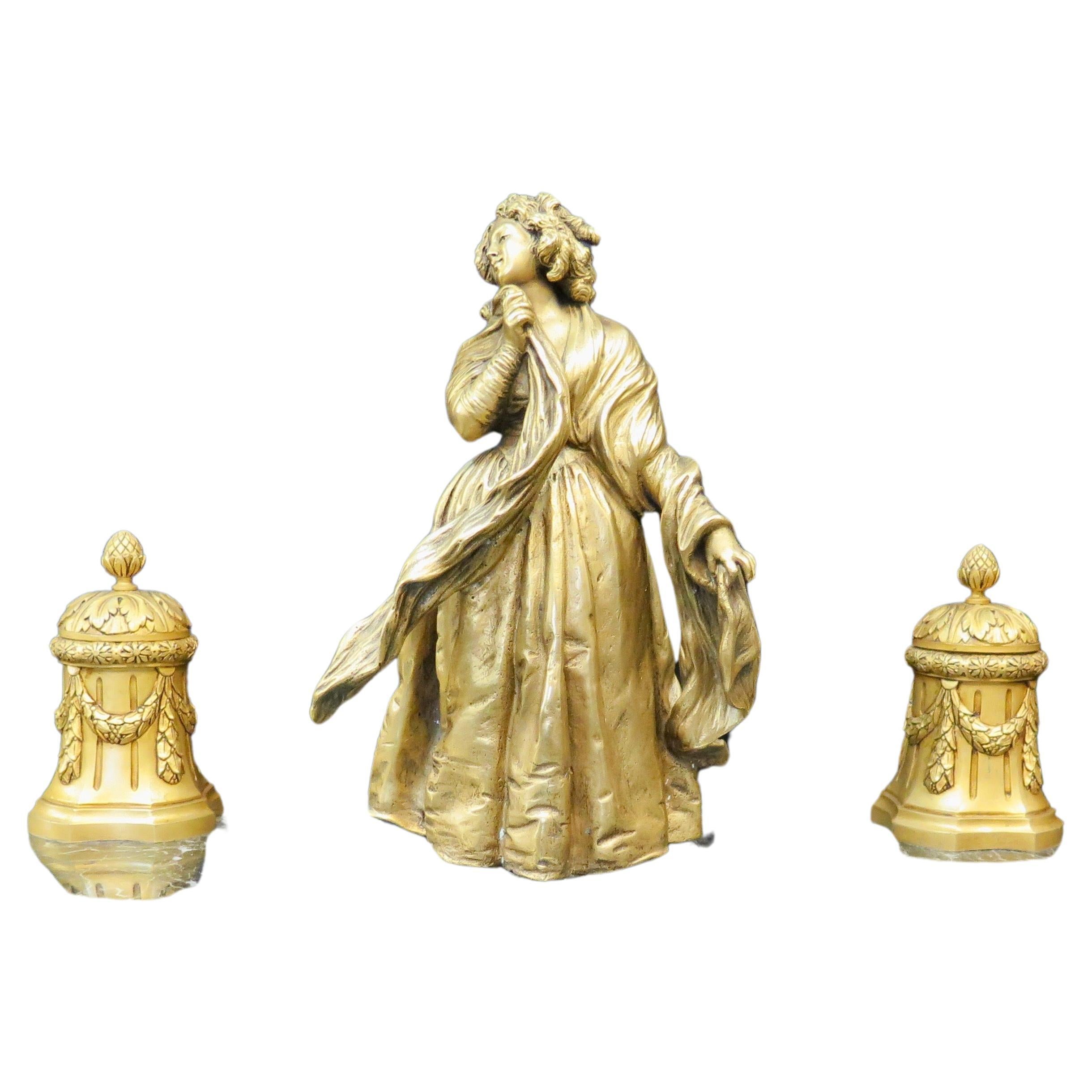 Encrier vintage en bronze et marbre en vente