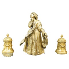Vintage Bronze & Marmor Tintenfass