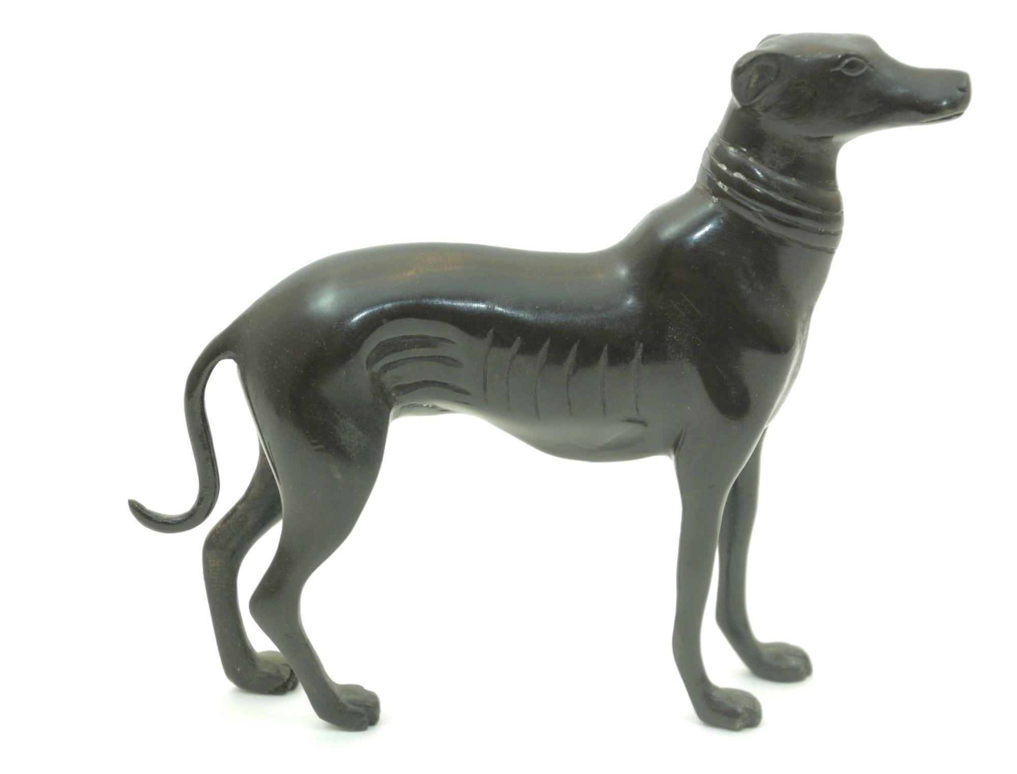 Art Déco Scultura in bronzo vintage in metallo di un cane levriero Whippet Figurina Art Deco in vendita
