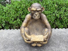 Vintage Bronze Monkey Sculpture