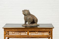 Vintage Bronze Mythical Boar Animal Sculpture on Rectangular Base