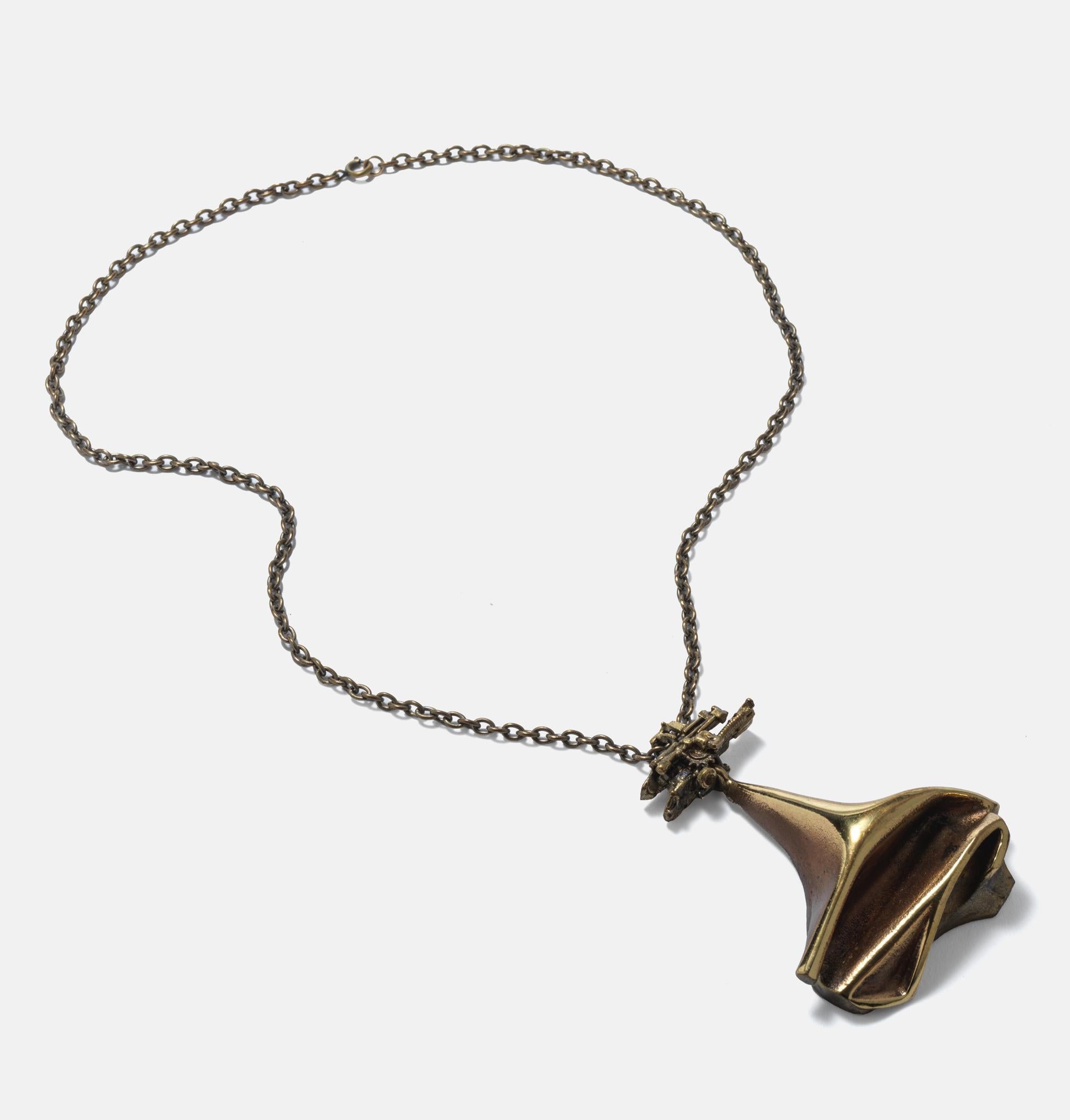Vintage bronze necklace titled Bethlehem Steel by Lapponia. In Good Condition For Sale In Stockholm, SE