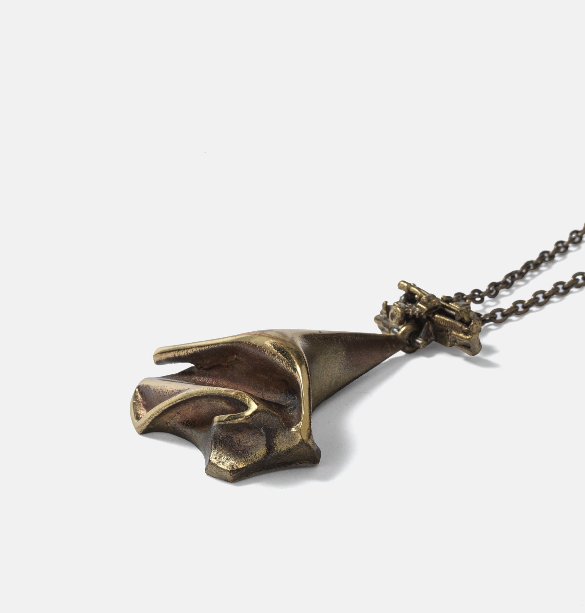 Women's or Men's Vintage bronze necklace titled Bethlehem Steel by Lapponia. For Sale