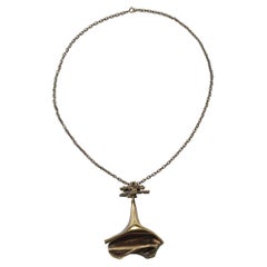 Vintage bronze necklace titled Bethlehem Steel by Lapponia.