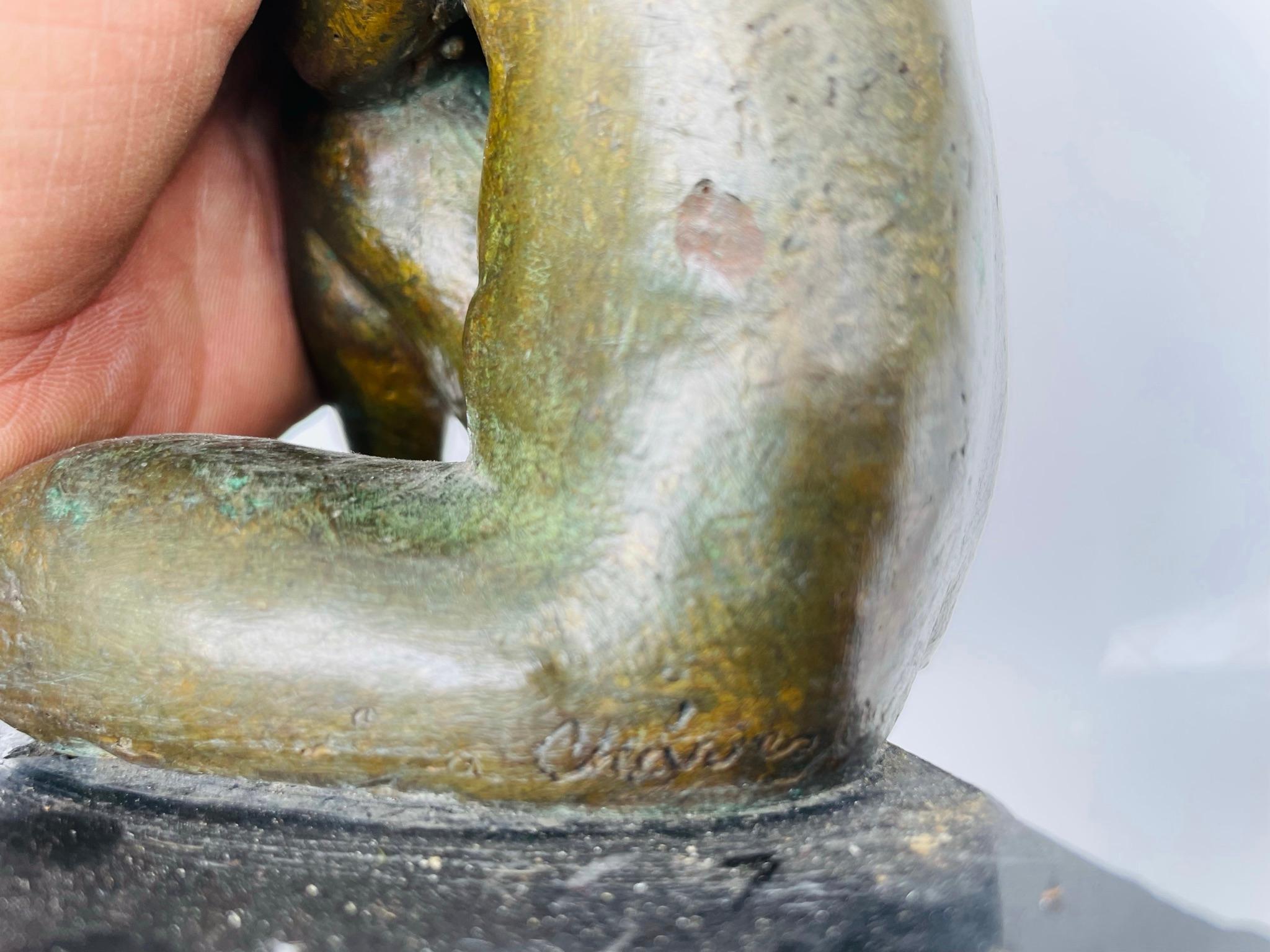 Vintage Bronze of a Nude Girl Seating For Sale 2