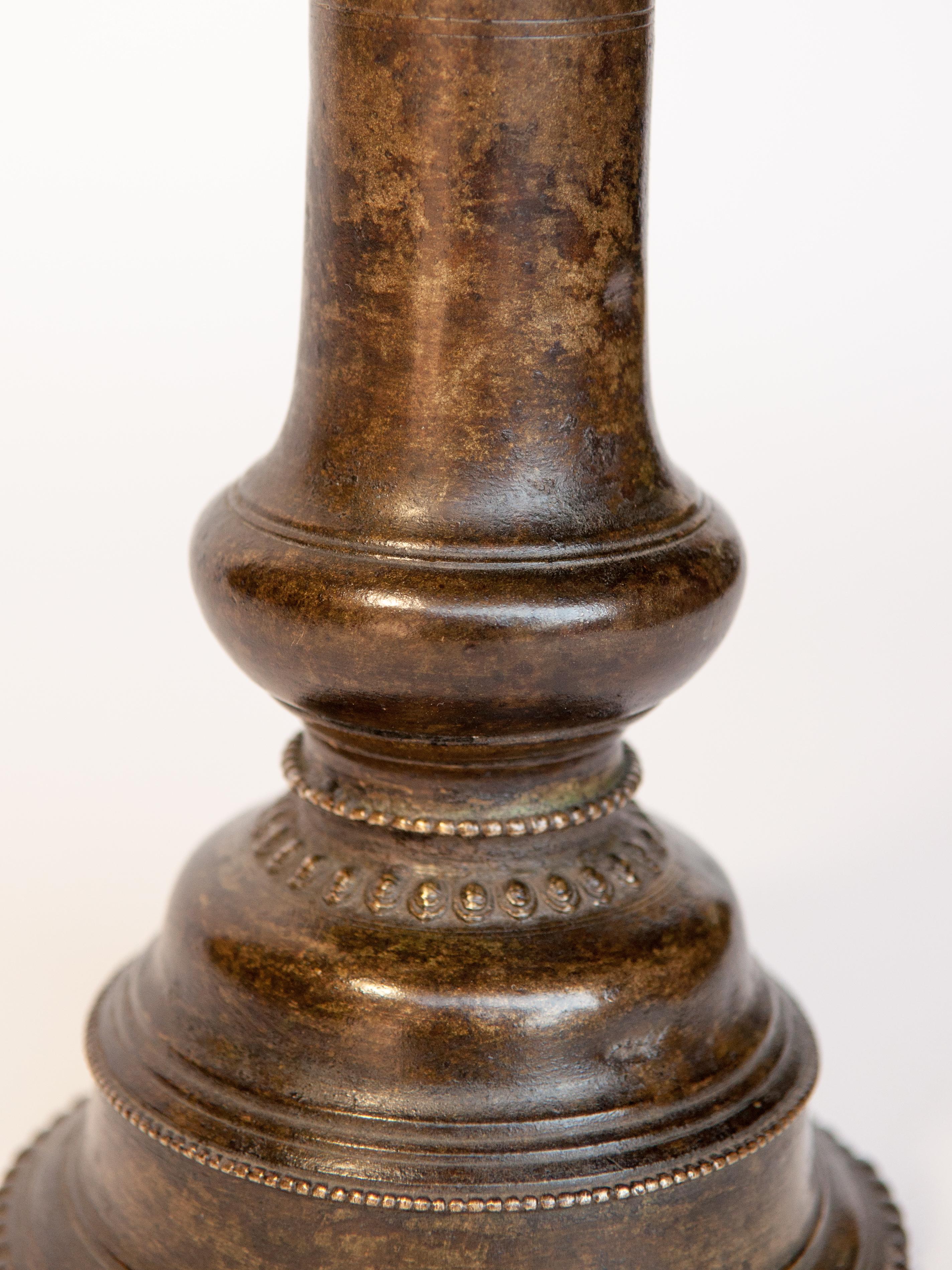 Hand-Crafted Vintage Bronze Oil Lamp, Newar of Kathmandu Valley, Nepal, Mid-20th Century