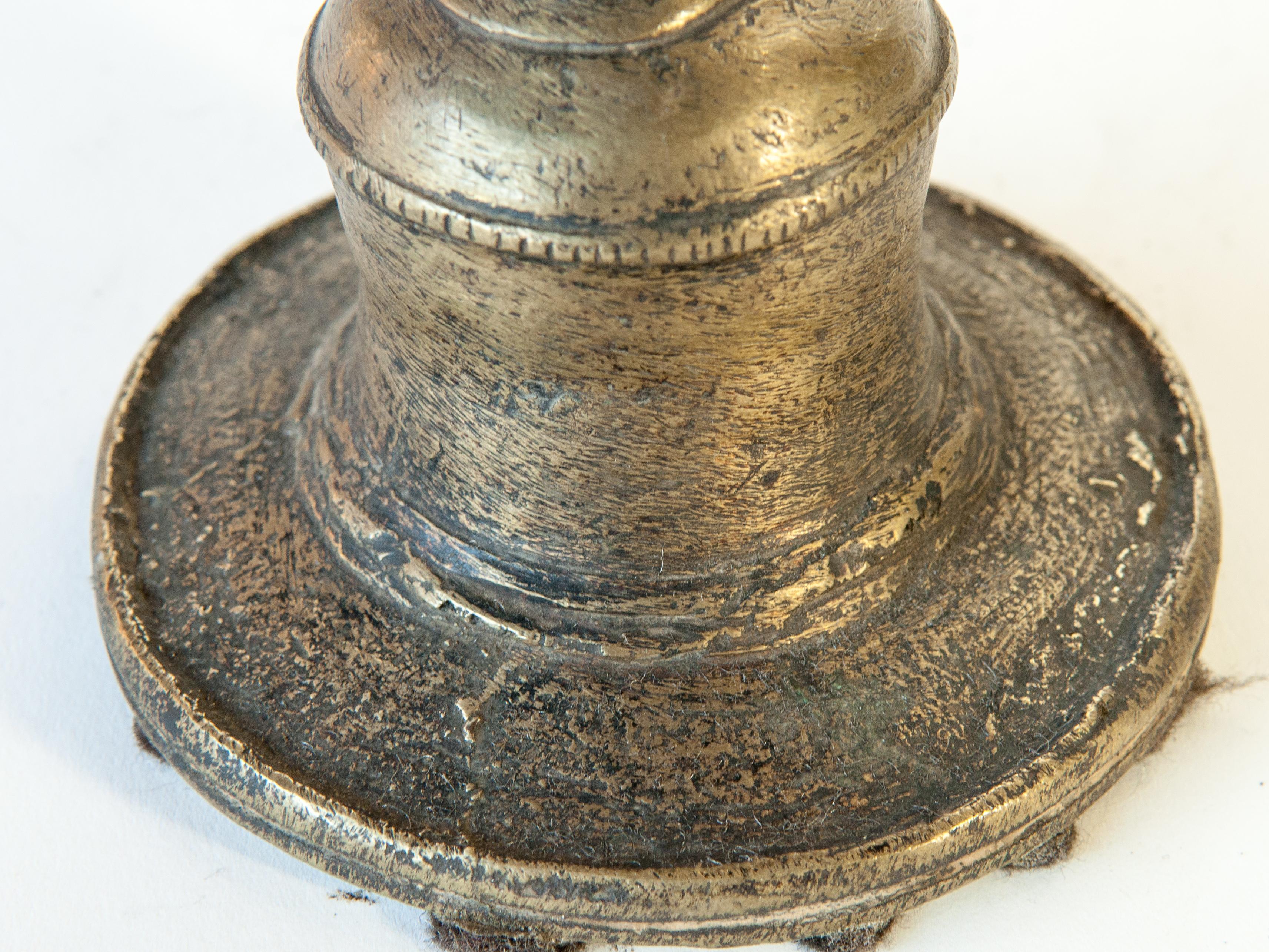 Vintage Bronze Oil Lamp with Elephant Motif, Rural Nepal, Mid-Late 20th Century 2