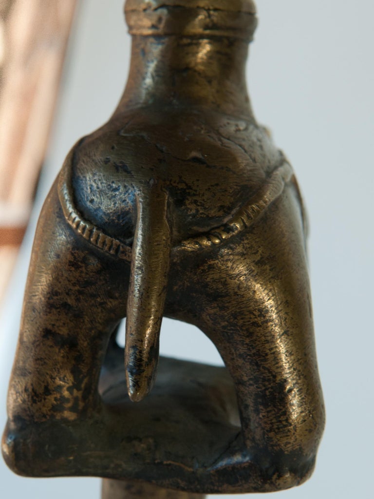 Vintage Bronze Oil Lamp with Elephant Motif, Rural Nepal, Mid-Late 20th Century For Sale 4