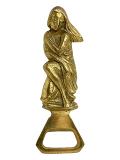 Vintage Bronze or Brass Lady Bottle Opener Metal Breweriana Barware