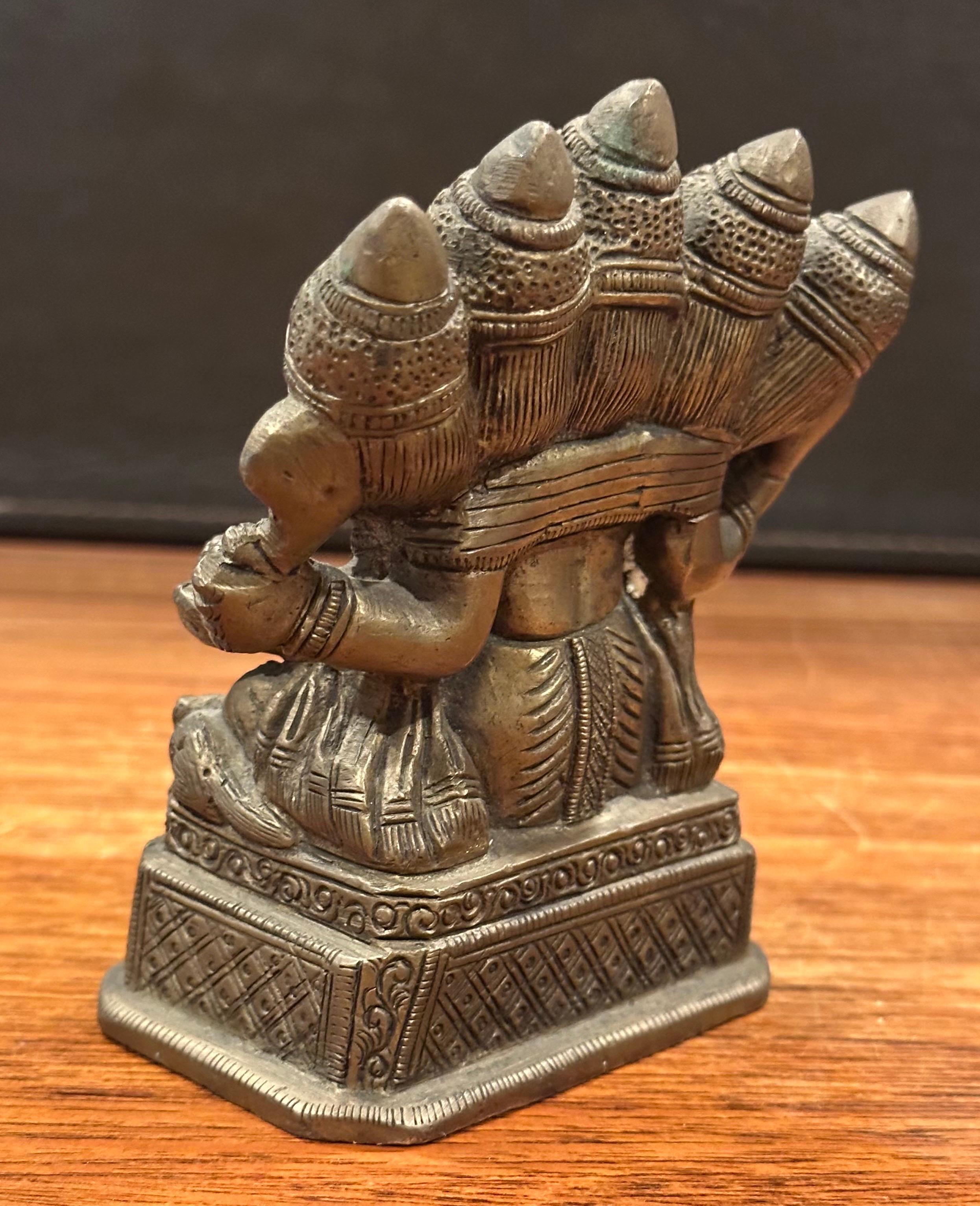 Bronzo Idolo / Scultura Panchmukhi Ganesha in bronzo Hindu a cinque facce, Vintage By in vendita