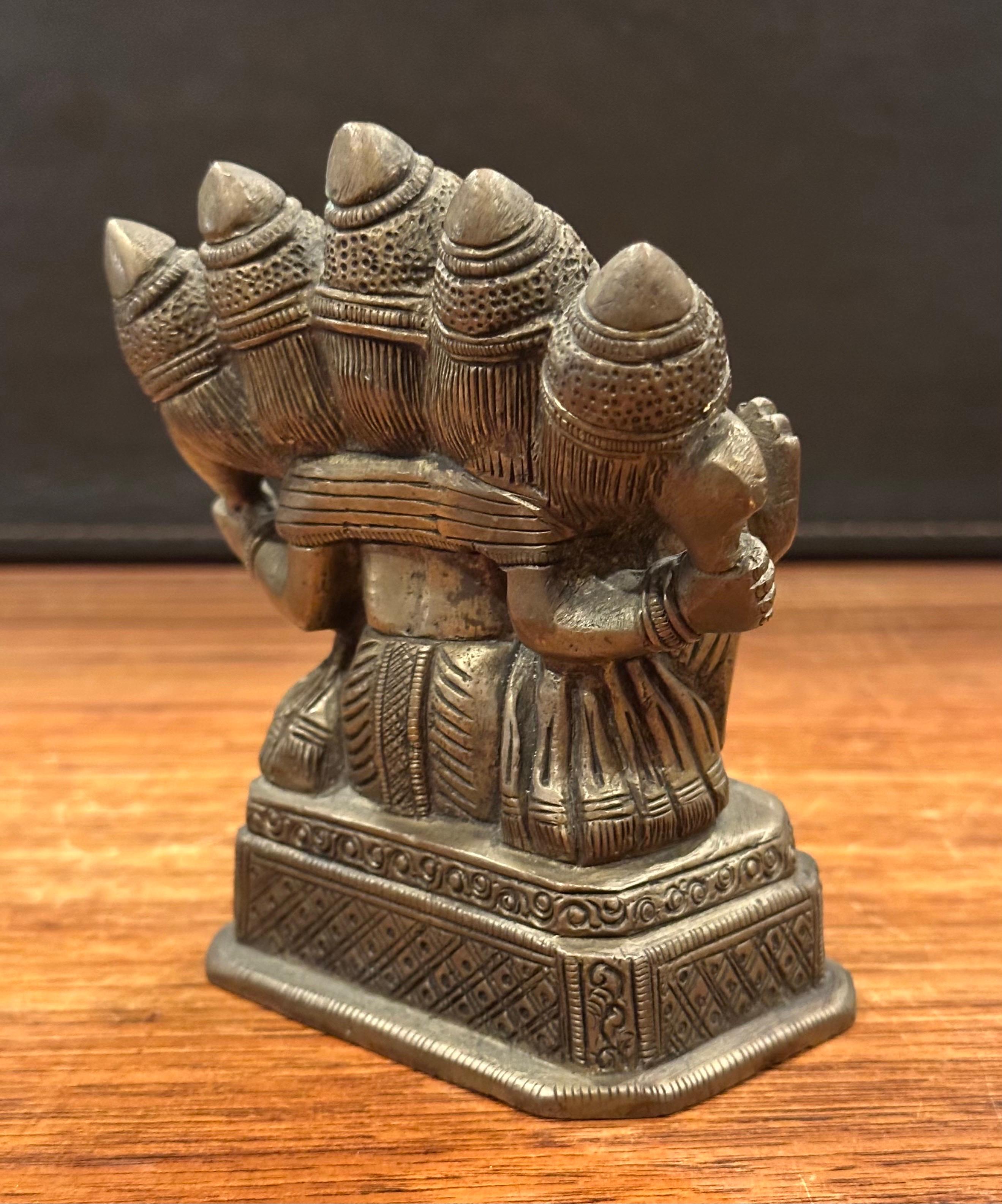 Idolo / Scultura Panchmukhi Ganesha in bronzo Hindu a cinque facce, Vintage By in vendita 2