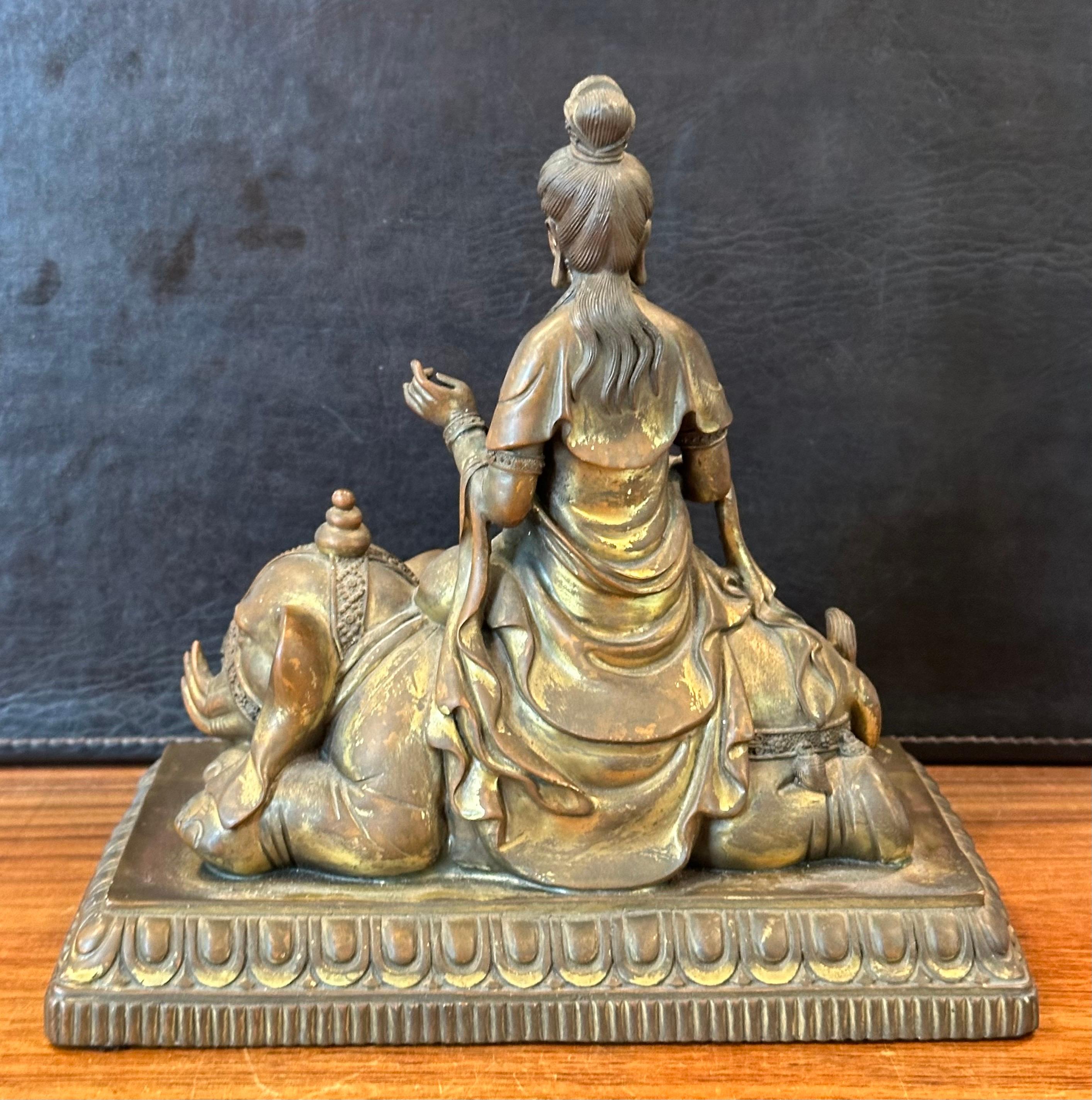 Vintage Bronze Partition Samantabhadra Elephant Buddha Sculpture For Sale 5