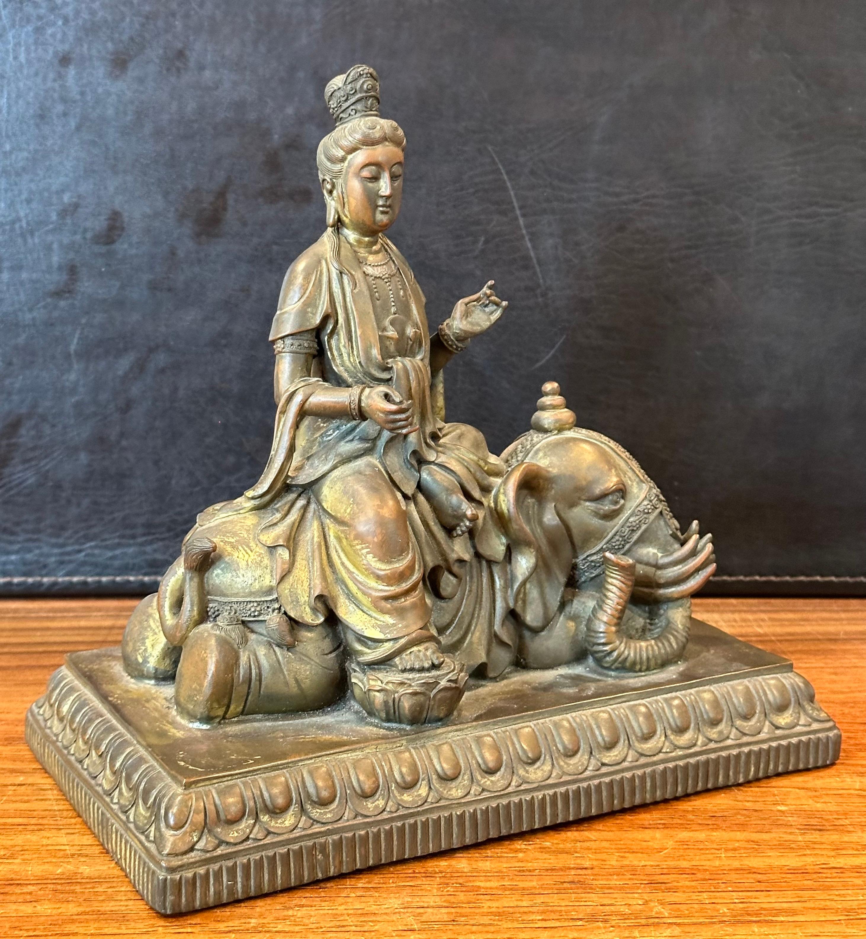 Vintage Bronze Partition Samantabhadra Elephant Buddha Sculpture For Sale 7