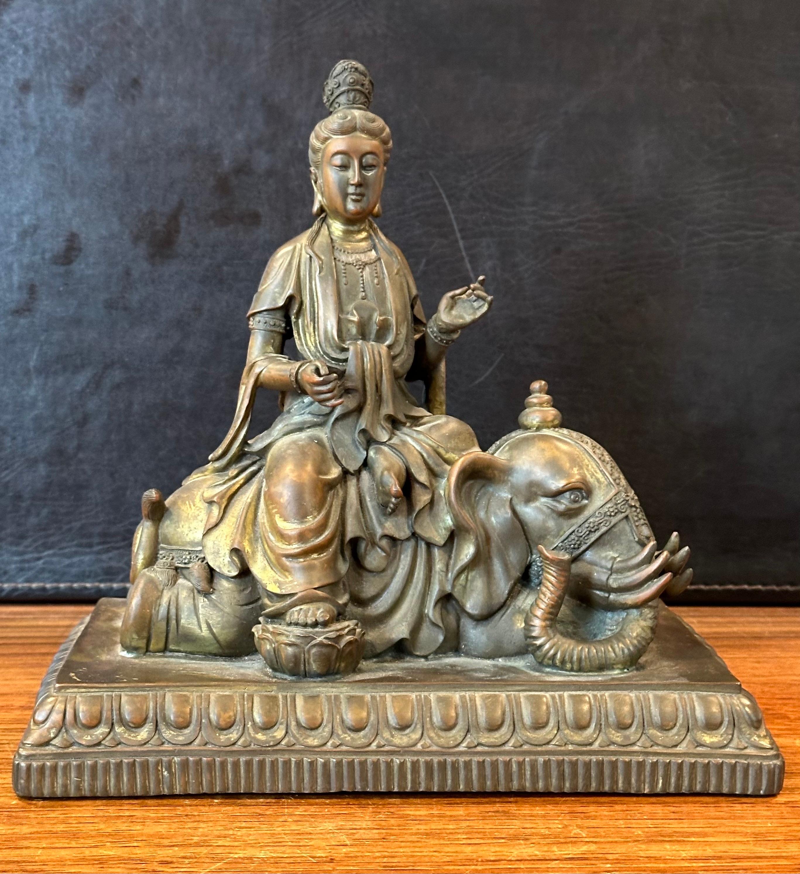 Vintage Bronze Partition Samantabhadra Elephant Buddha Sculpture For Sale 9