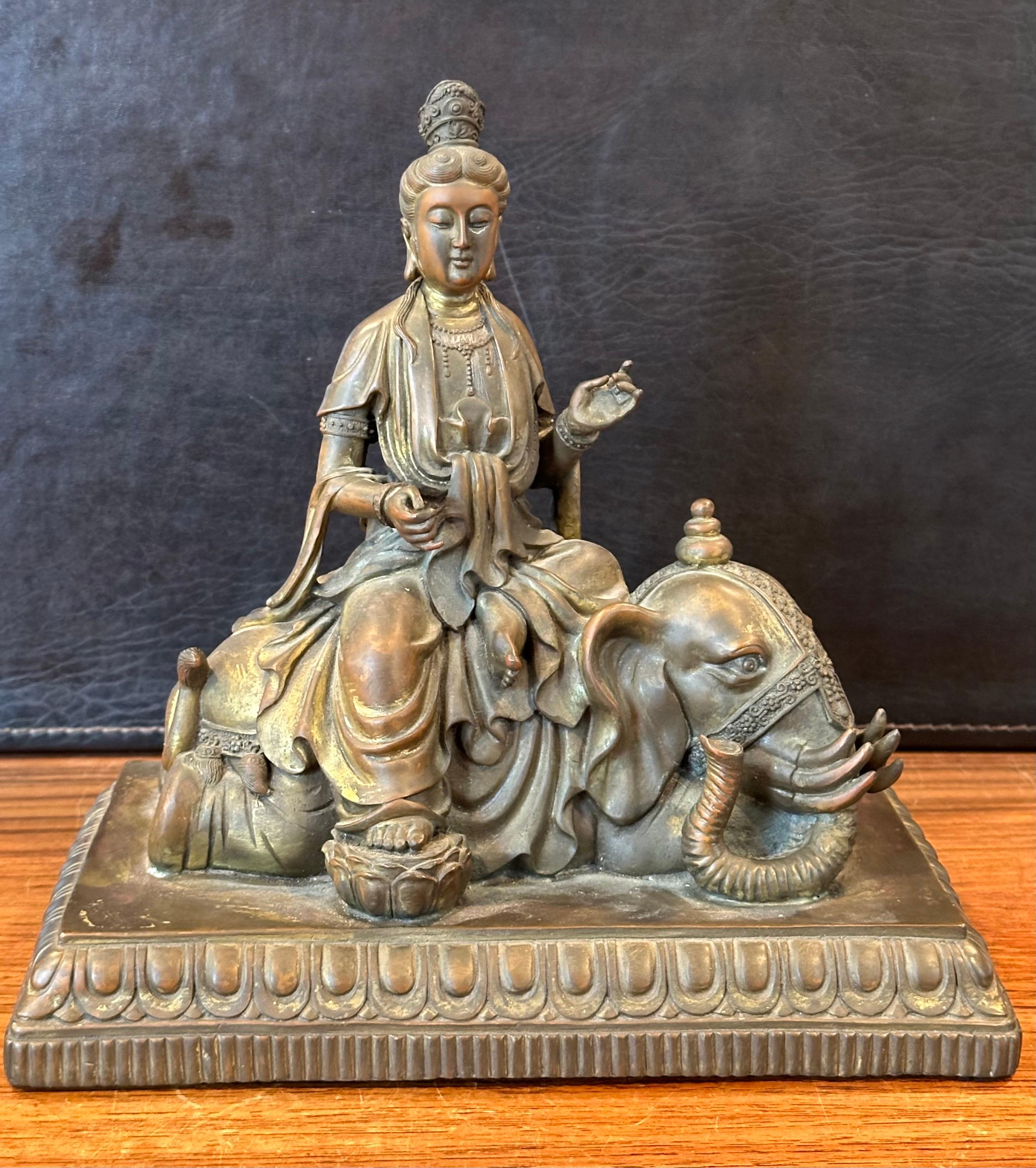 Vintage Bronze Partition Samantabhadra Elephant Buddha Sculpture For Sale 11