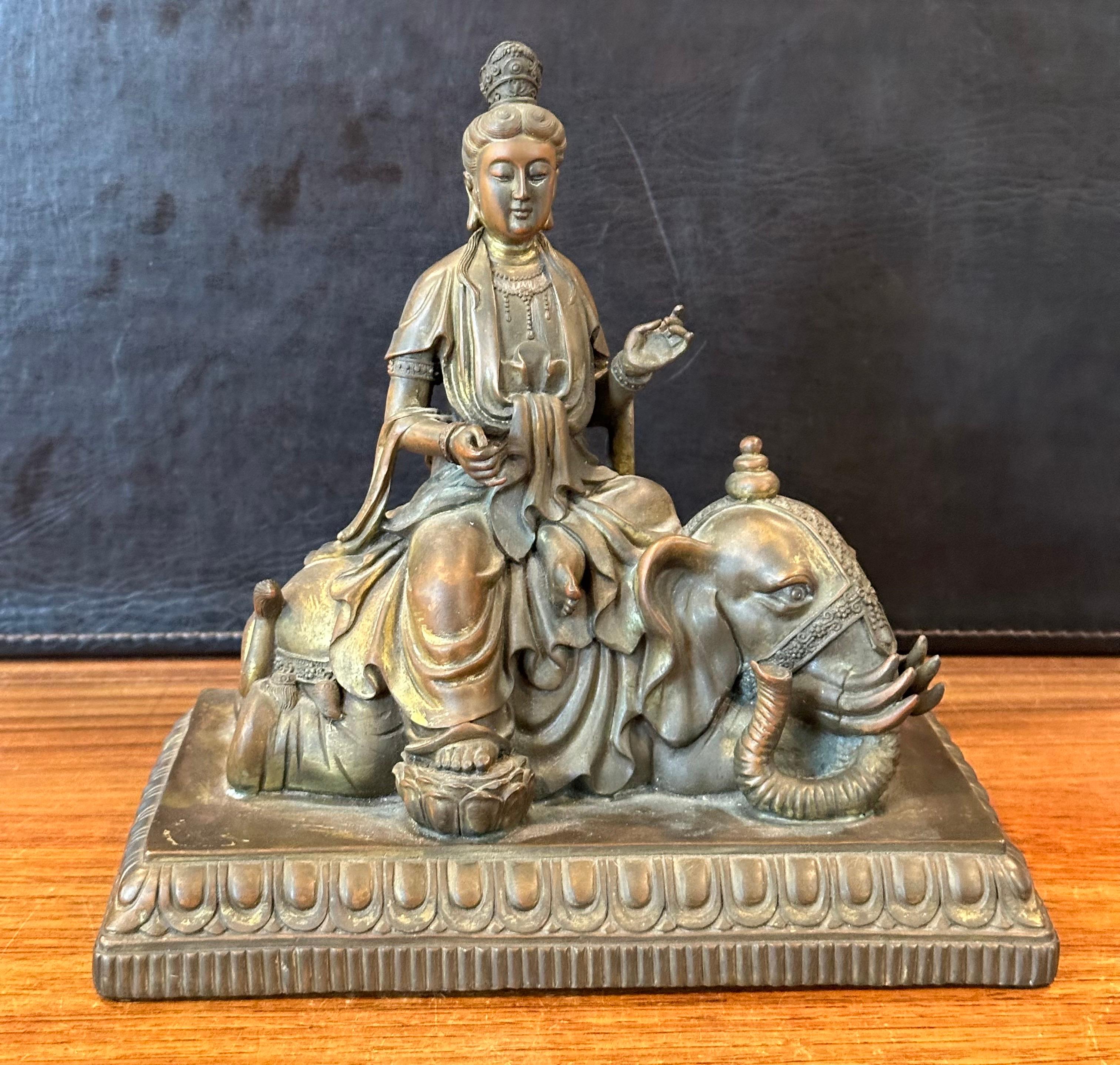 Vintage Bronze Partition Samantabhadra Elephant Buddha Sculpture For Sale 13
