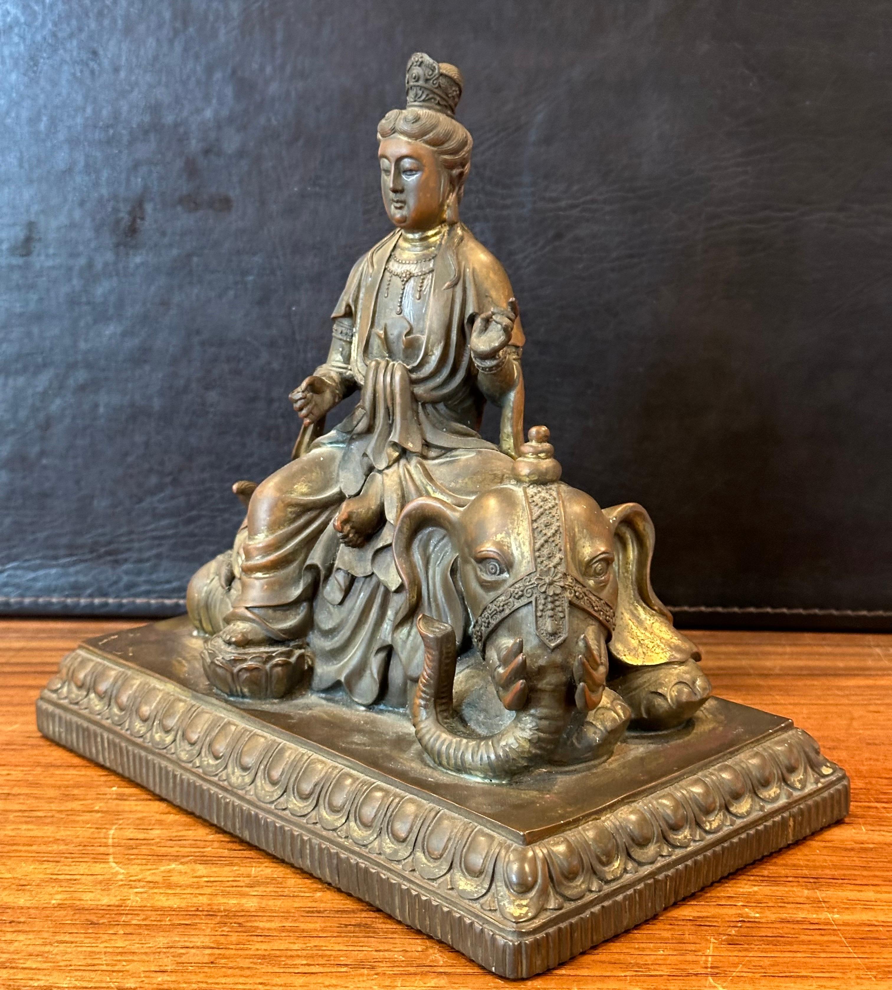 Vintage Bronze Partition Samantabhadra Elephant Buddha Sculpture For Sale 15