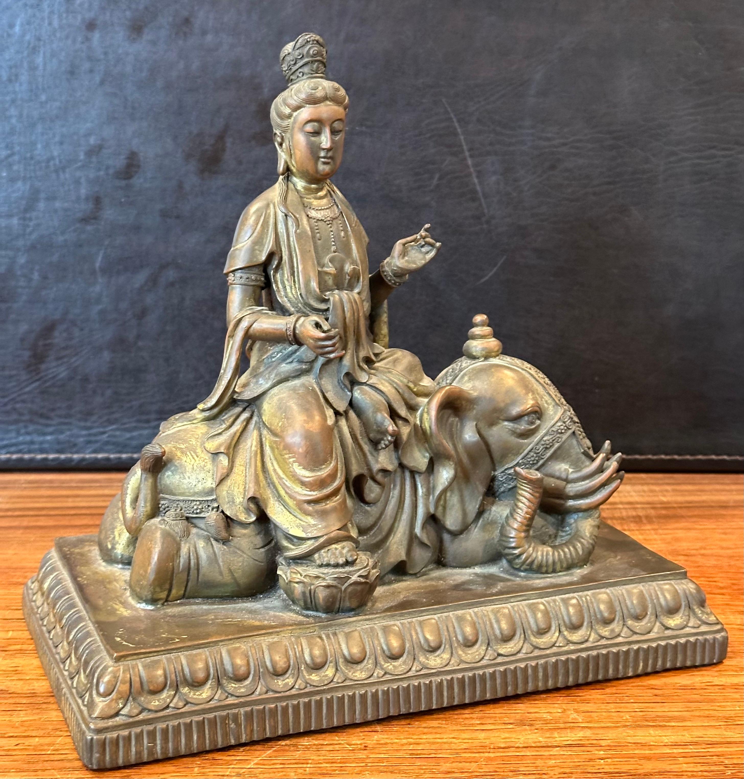 Thai Vintage Bronze Partition Samantabhadra Elephant Buddha Sculpture For Sale