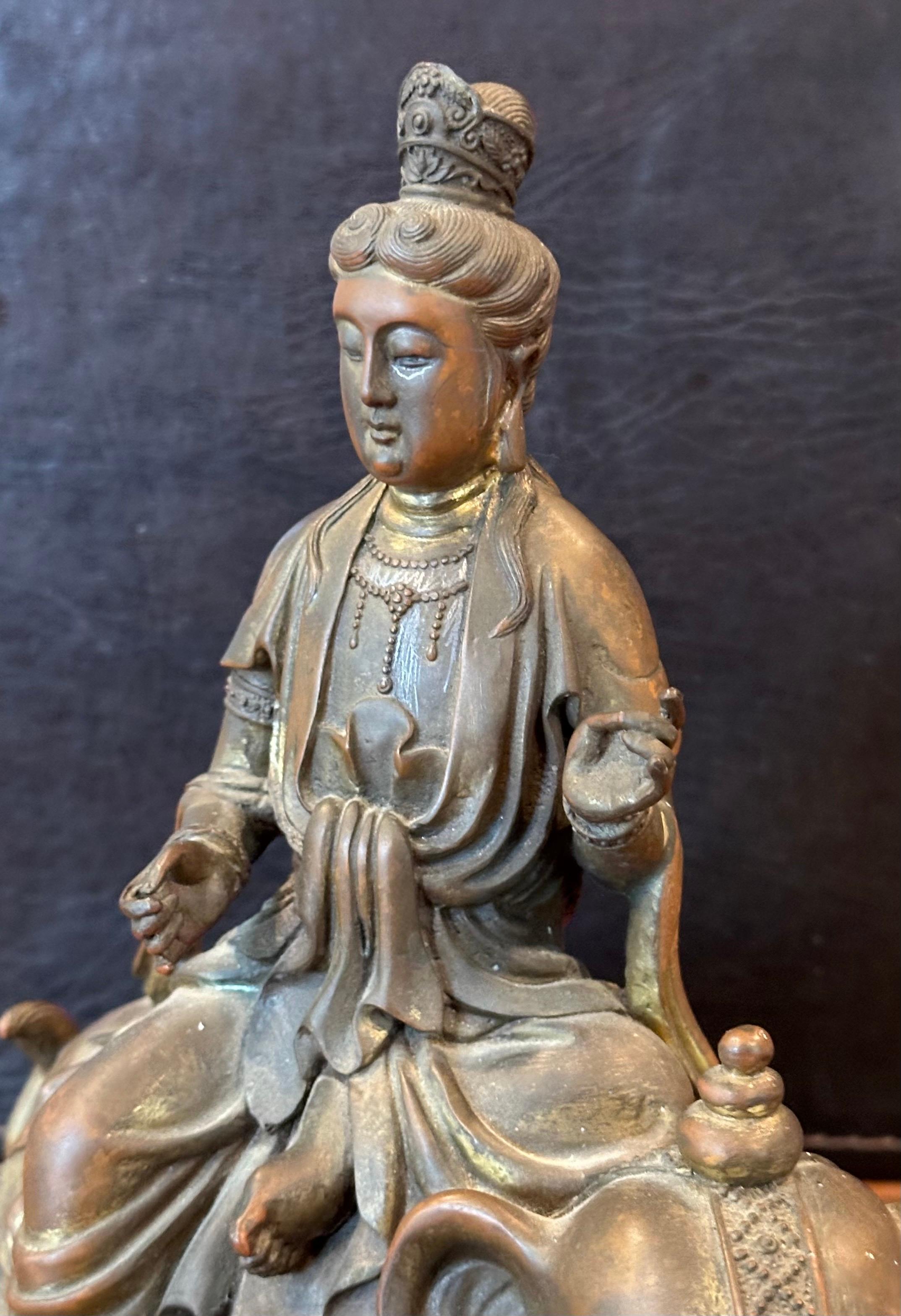 Vintage Bronze Partition Samantabhadra Elephant Buddha Sculpture For Sale 1