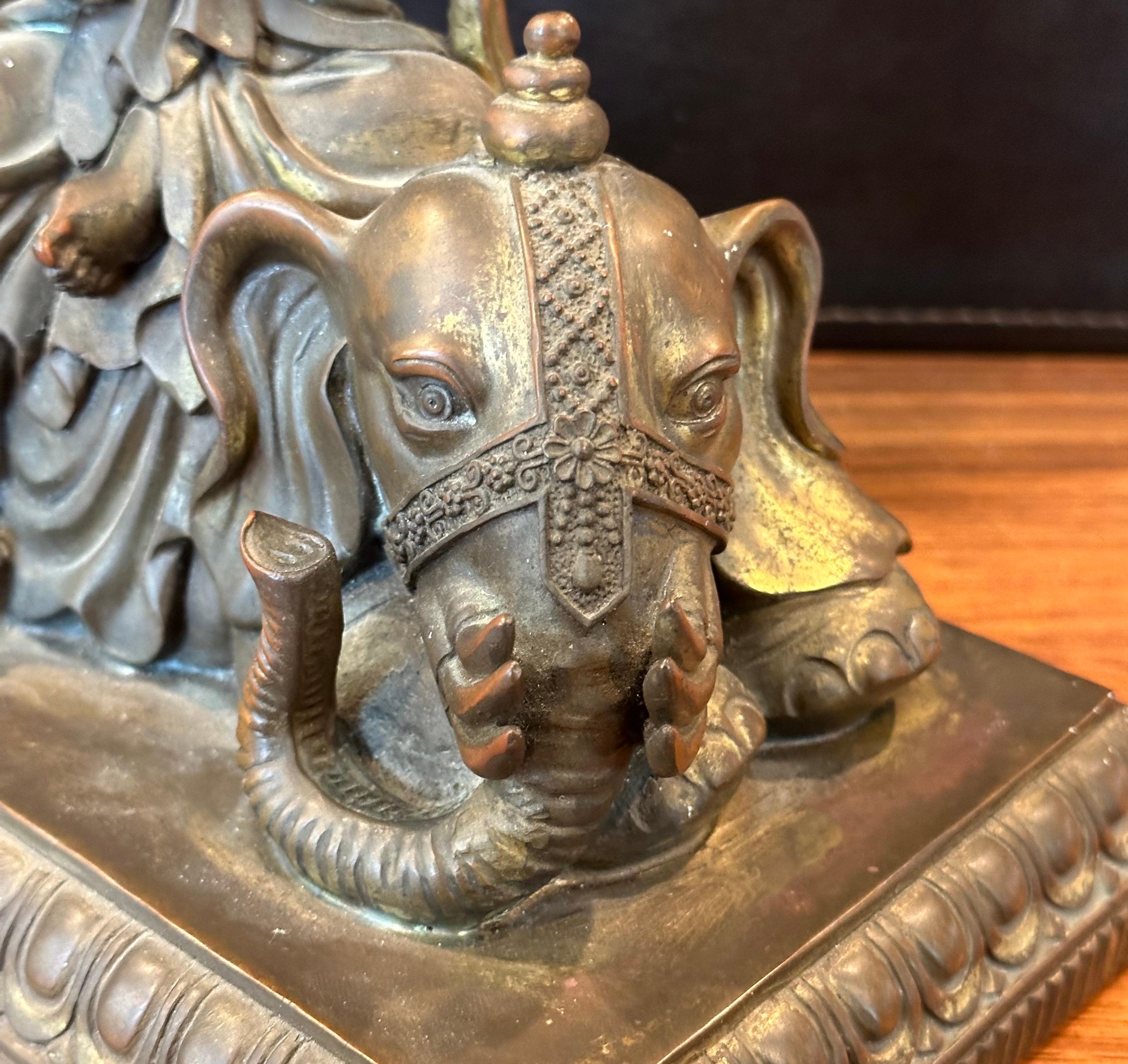 Vintage Bronze Partition Samantabhadra Elephant Buddha Sculpture For Sale 2