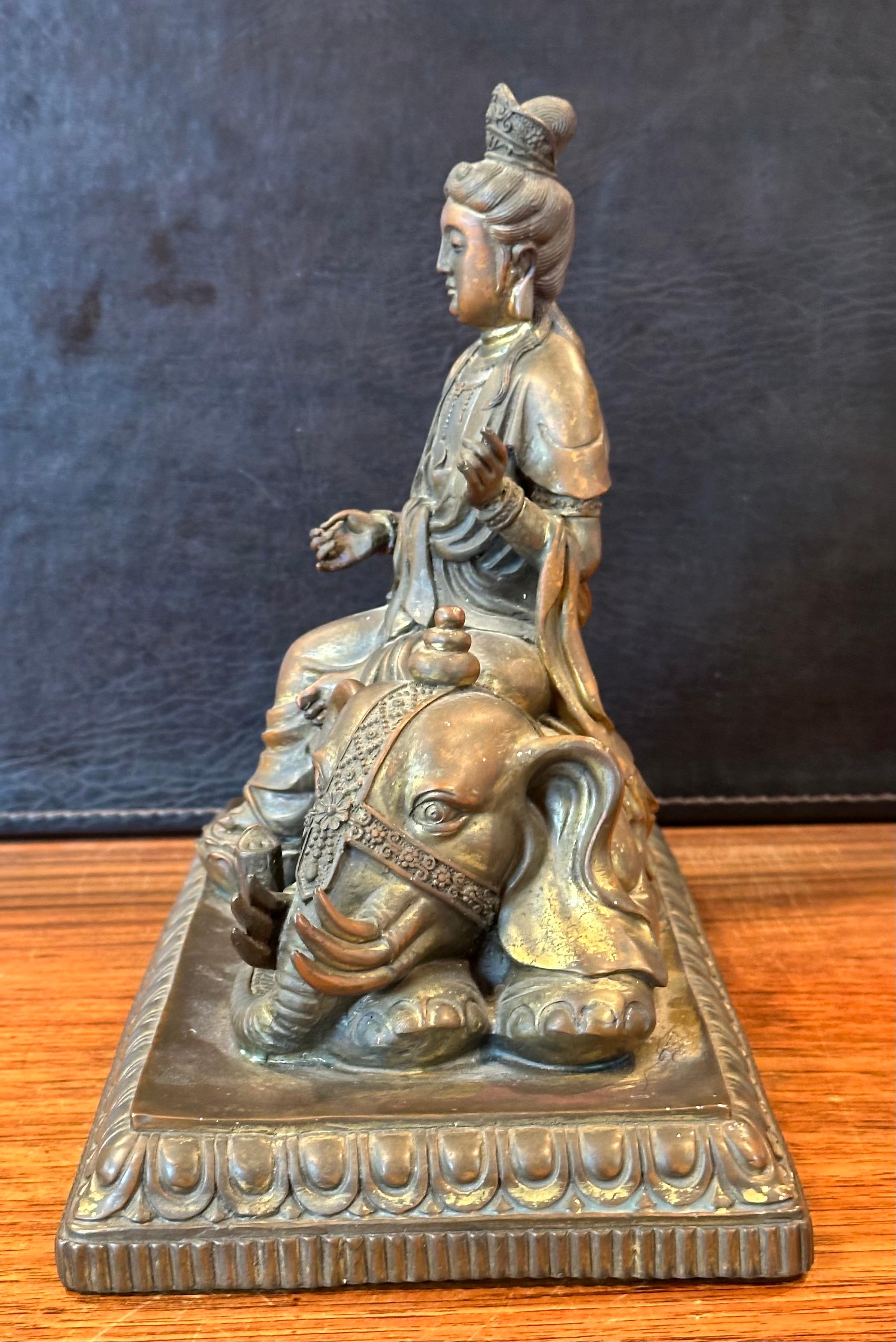 Vintage Bronze Partition Samantabhadra Elephant Buddha Sculpture For Sale 4