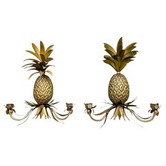 Appliques murales ananas en bronze vintage