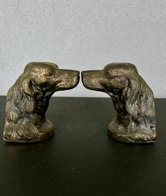 Vintage Bronze Plated Irish Setter Bookends C.1940