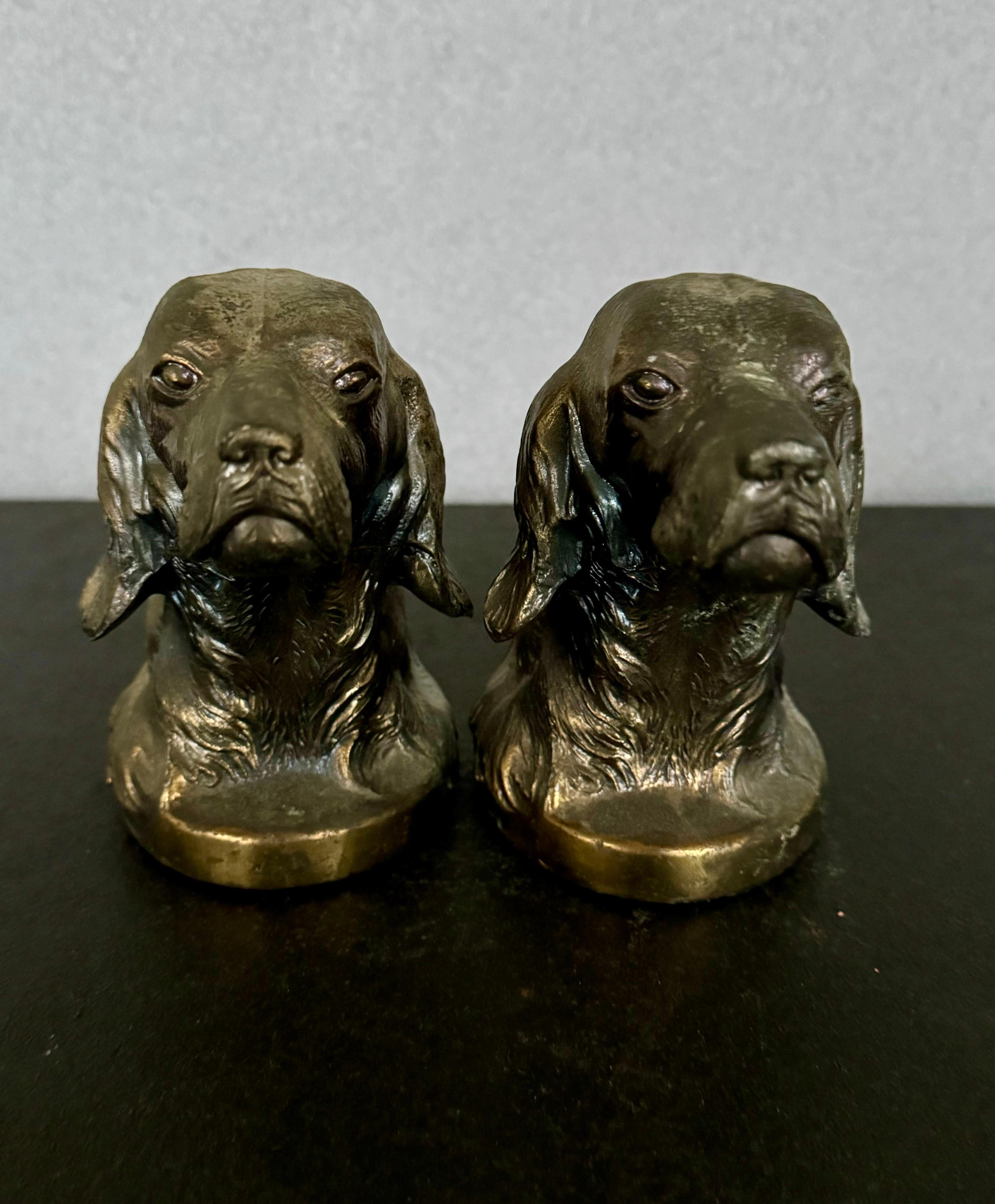 Unknown Vintage Bronze Plated Irish Setter Bookends C.1940 For Sale