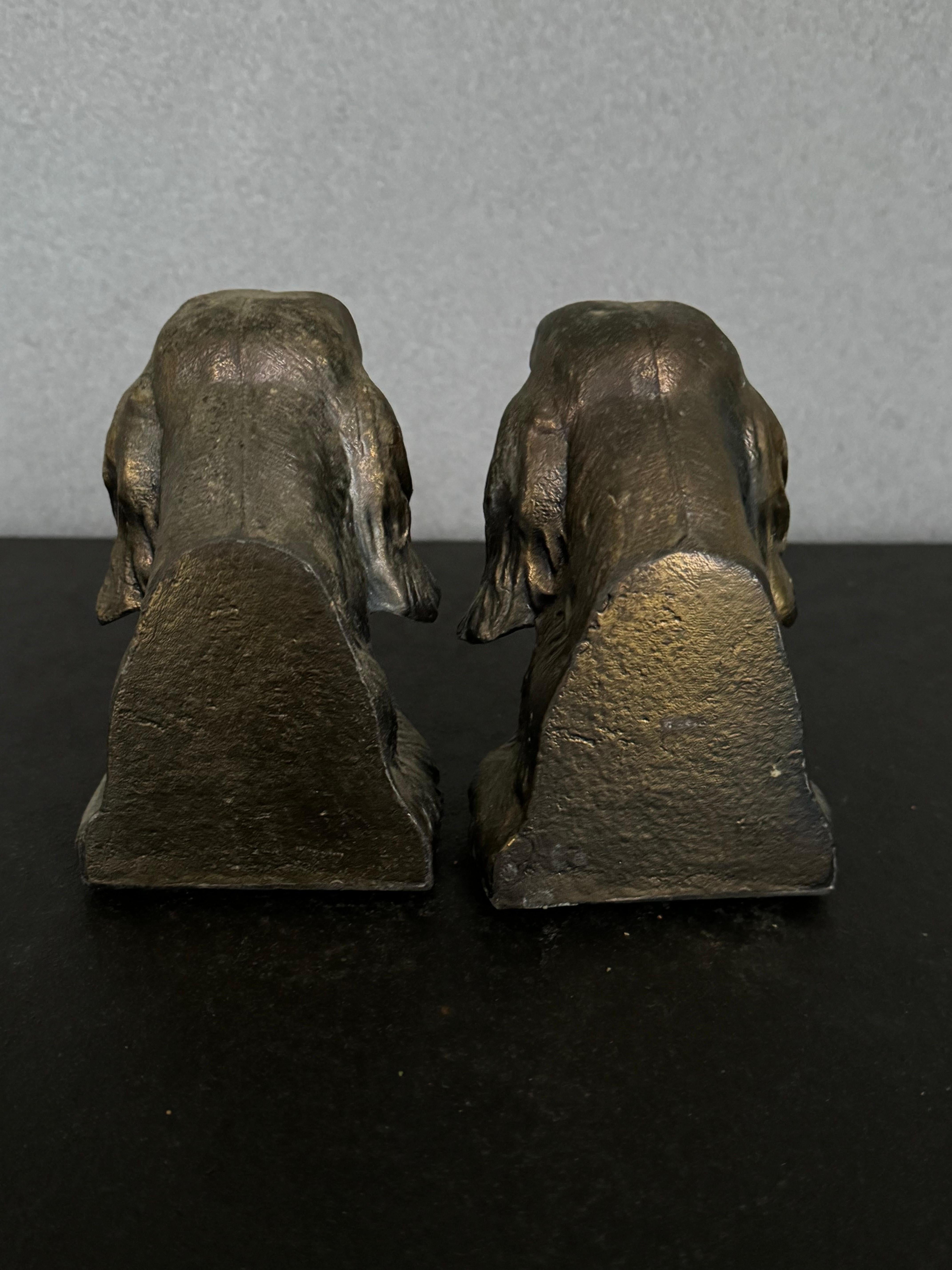 20th Century Vintage Bronze Plated Irish Setter Bookends C.1940 For Sale