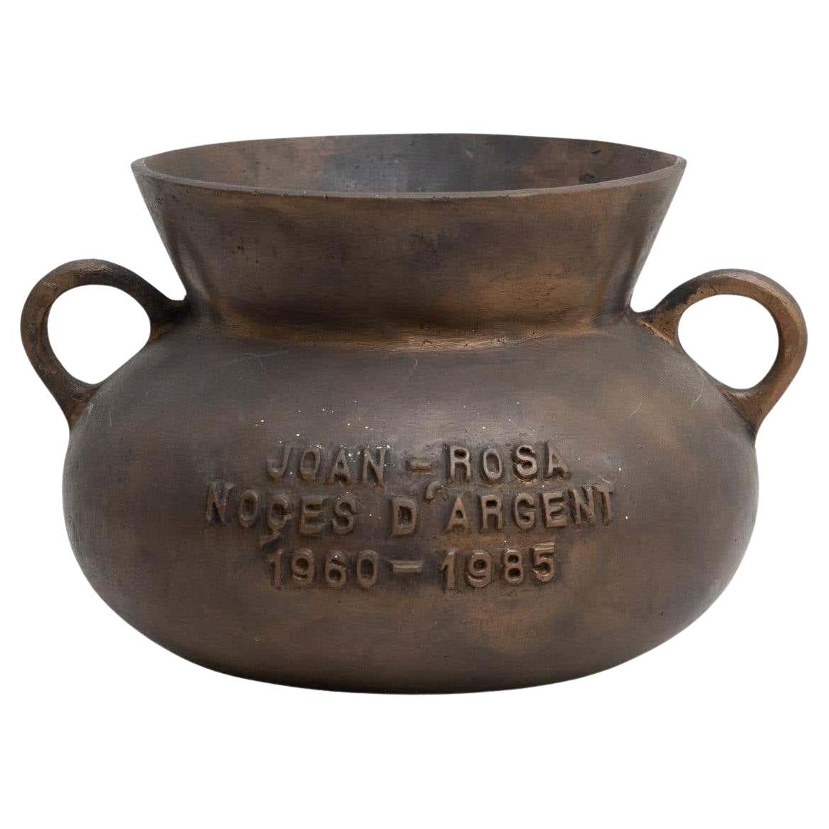 Vintage Bronze Pot – Catalan Foundry in Olot, Spain, Circa 1985