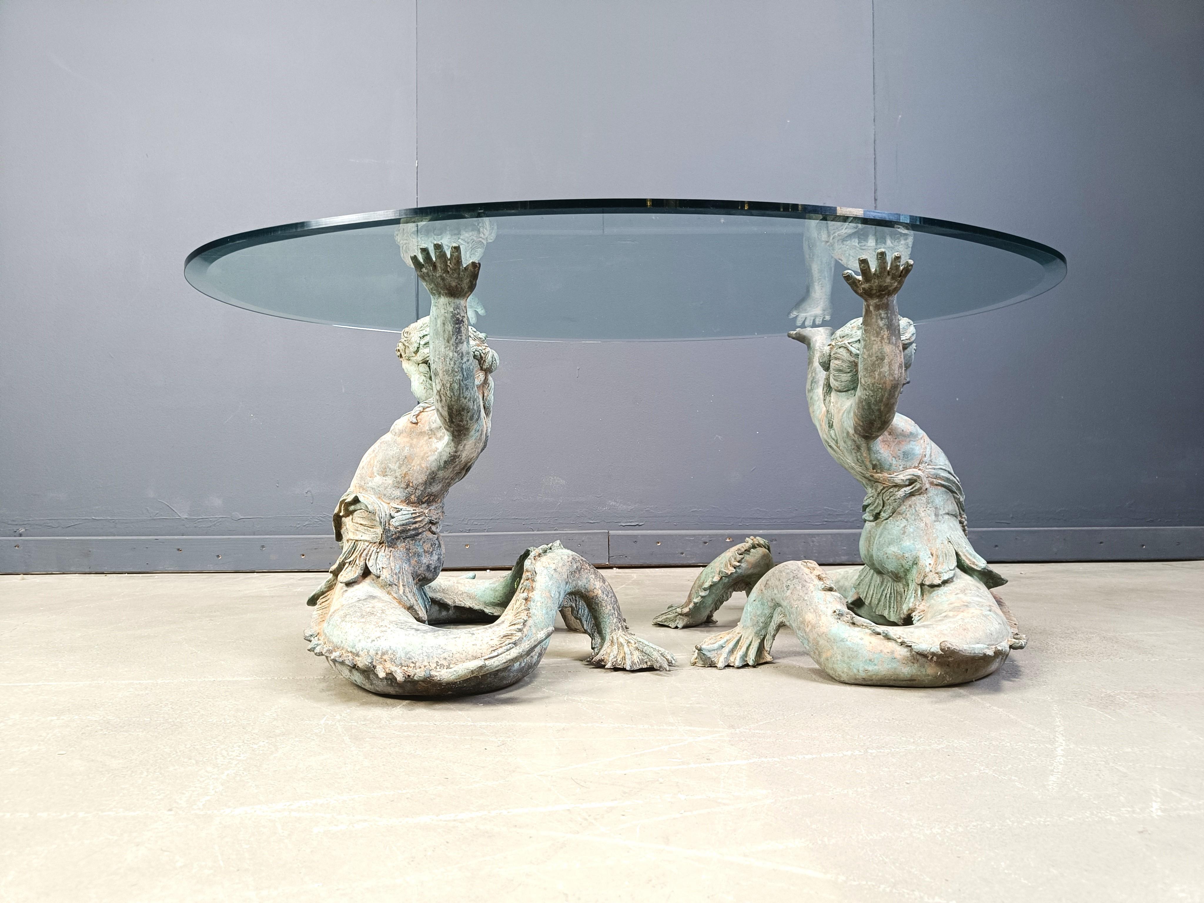 Vintage Bronze Putti Mermen coffee table, 1960s For Sale 4