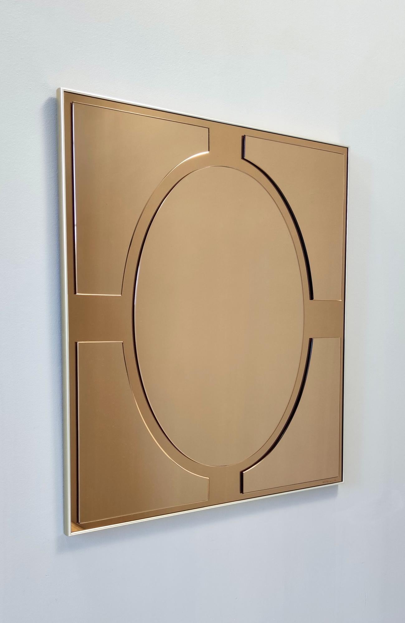 Italian Postmodern Bronze Rectangular Wall Mirror by Giannobi, Italy For Sale