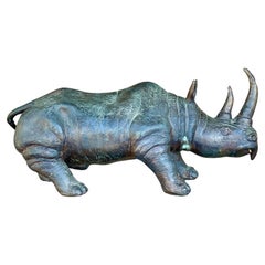 Vintage Bronze Rhino Statue