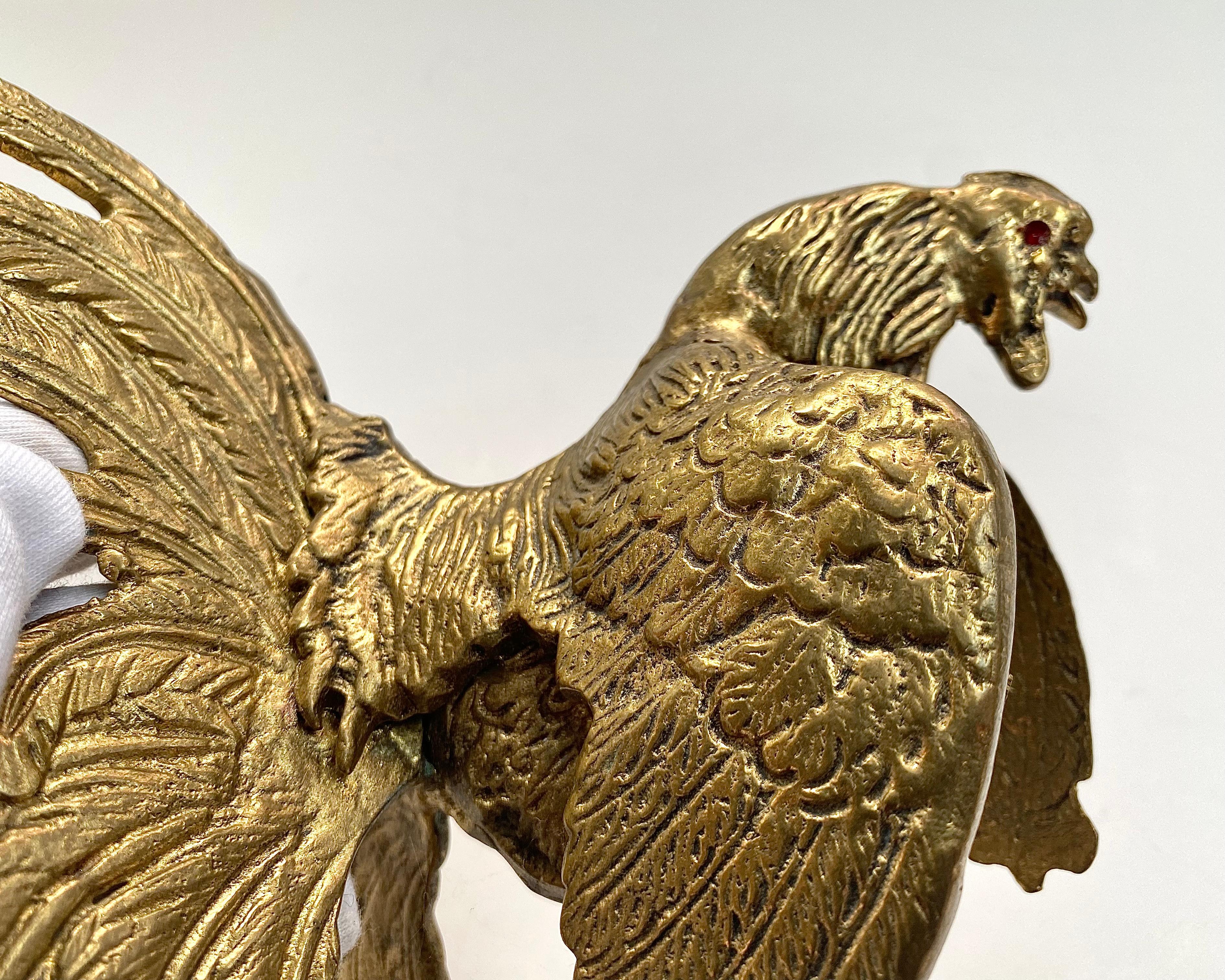 Vintage Bronze Rooster Statuette, Cocks Fights Set 2, France, 1960s For Sale 3