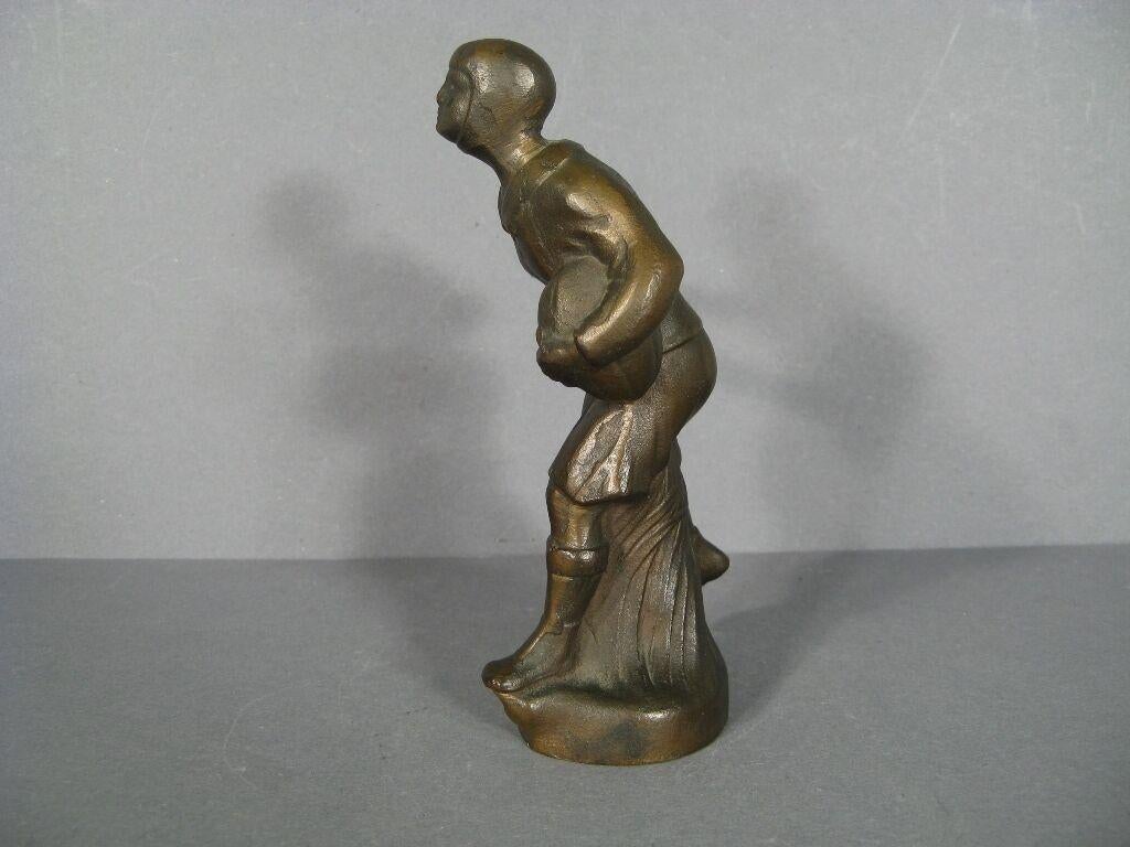 French Vintage Bronze Rugby Player Sculpture -1Y71