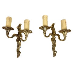 Vintage Bronze Sconces, Set Of 2, Massive, Belgium, 1960s