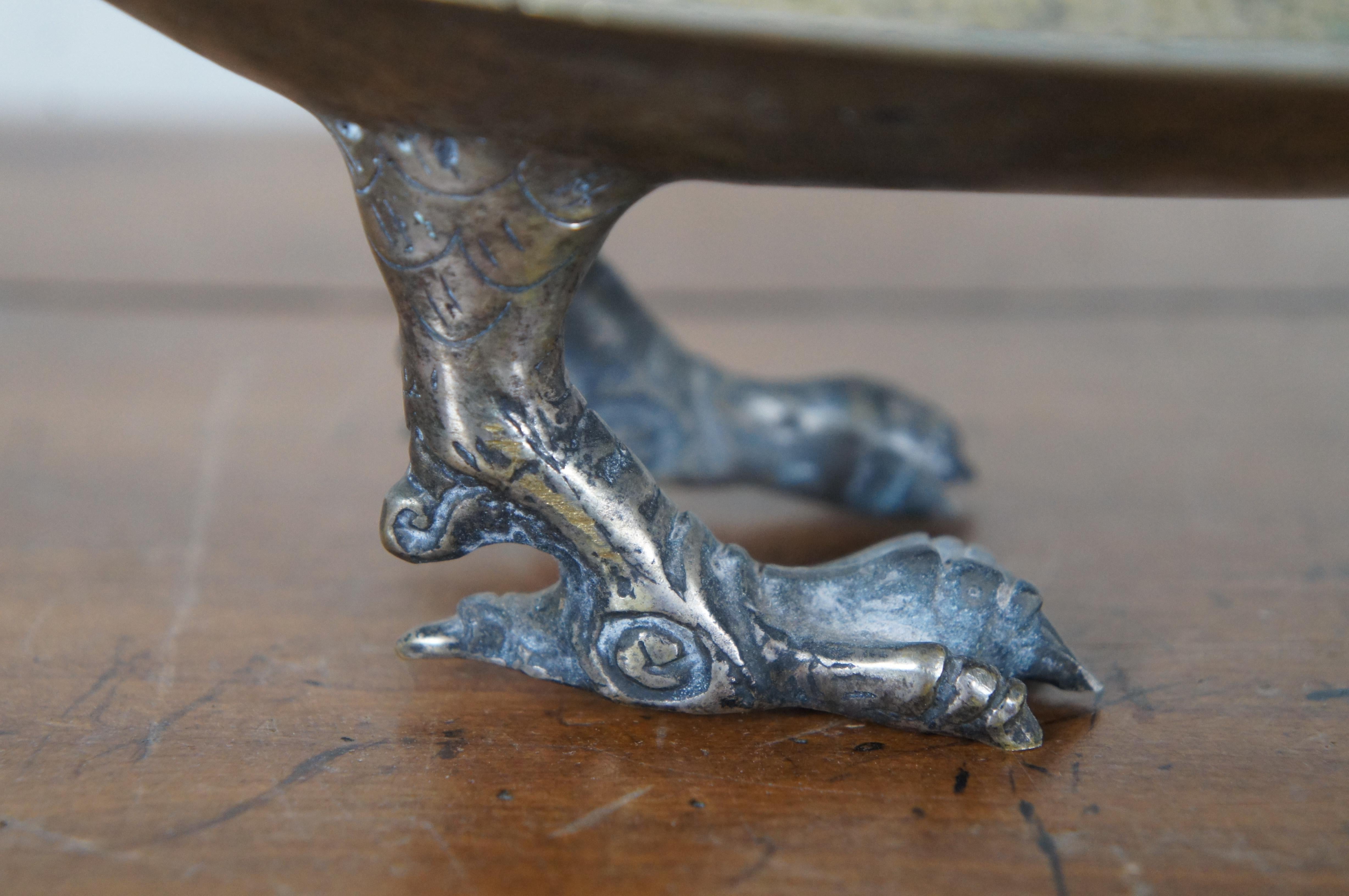 Plateau de service vintage en bronze sculpté avec dragon chinois, compote 2 en vente 5