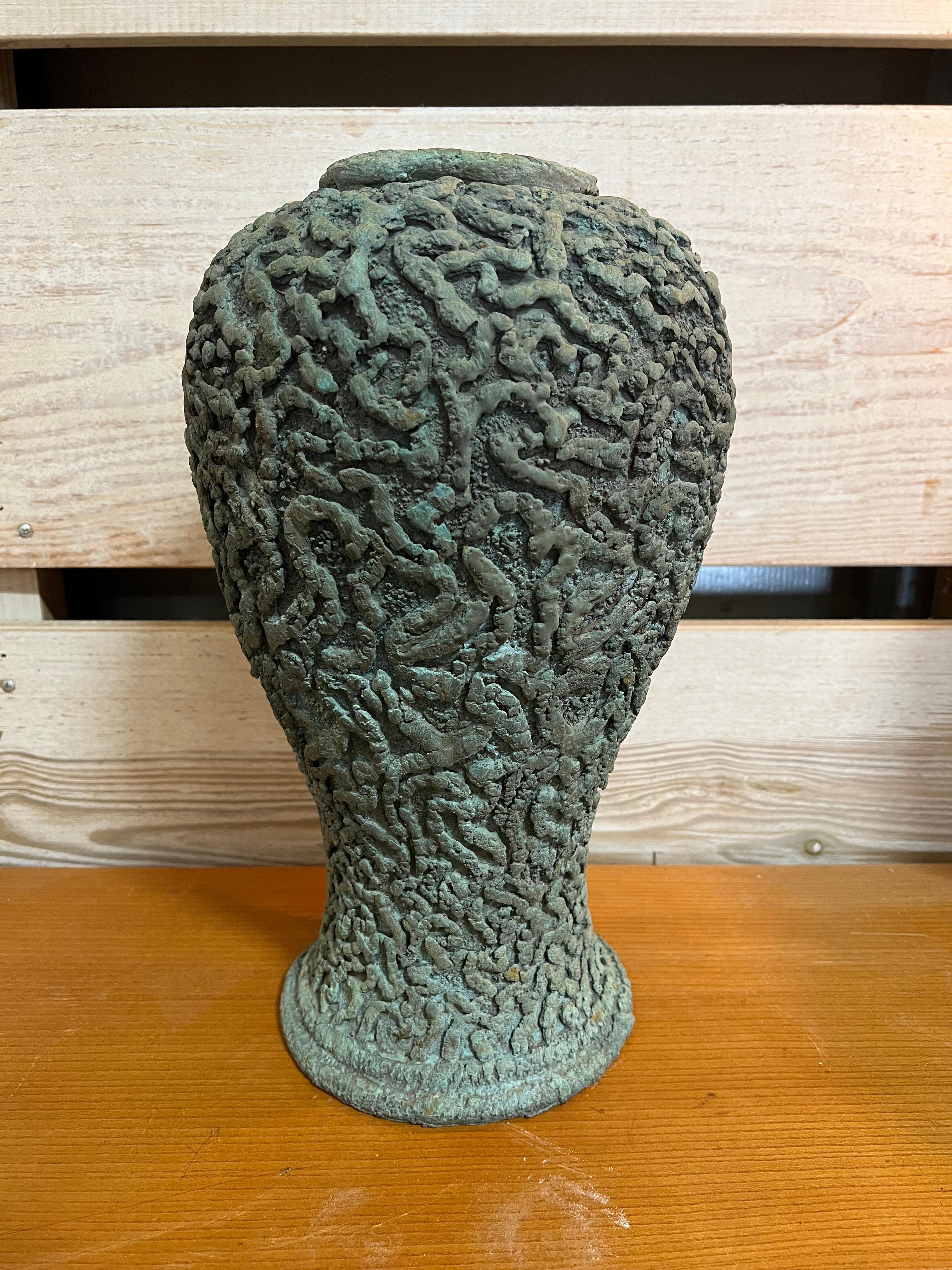 Mid-20th Century Vintage Bronze Sculptural Vase By Charles Fach For Sale