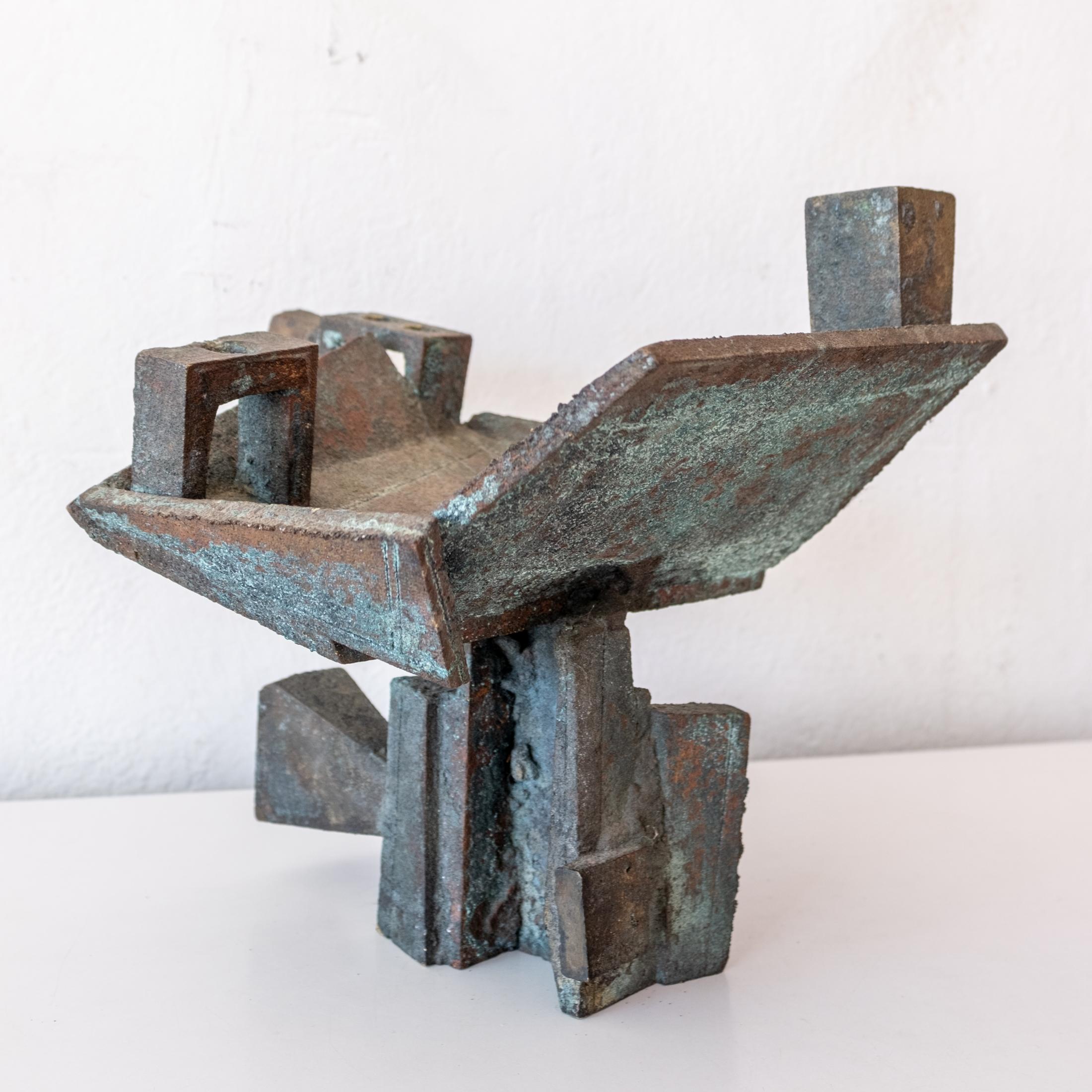 Vintage bronze sculpture by Paolo Soleri. Classis Soleri incised decoration. Fantastic patina. Works of this size are exceeding difficult to find. 1960s.

Provenance: Los Angeles Modern Auctions, 2009

Paolo Soleri (1919-2013), the founder of