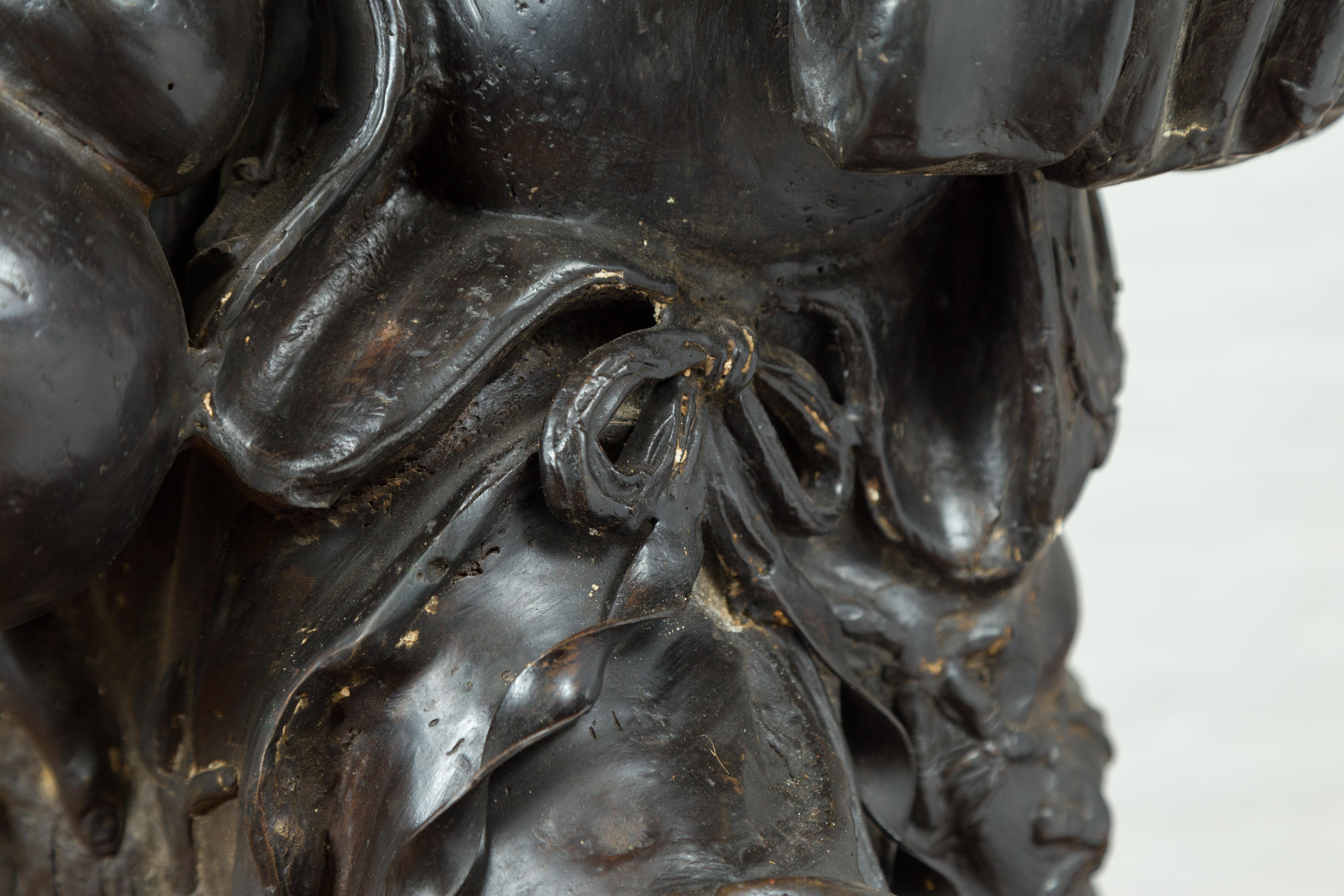 Vintage Bronze Sculpture Depicting a Mythical Warrior Holding a Flask For Sale 8