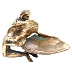 Vintage Bronze Sculpture " Lovers Embrace" By Victor Zaikine, 1970's