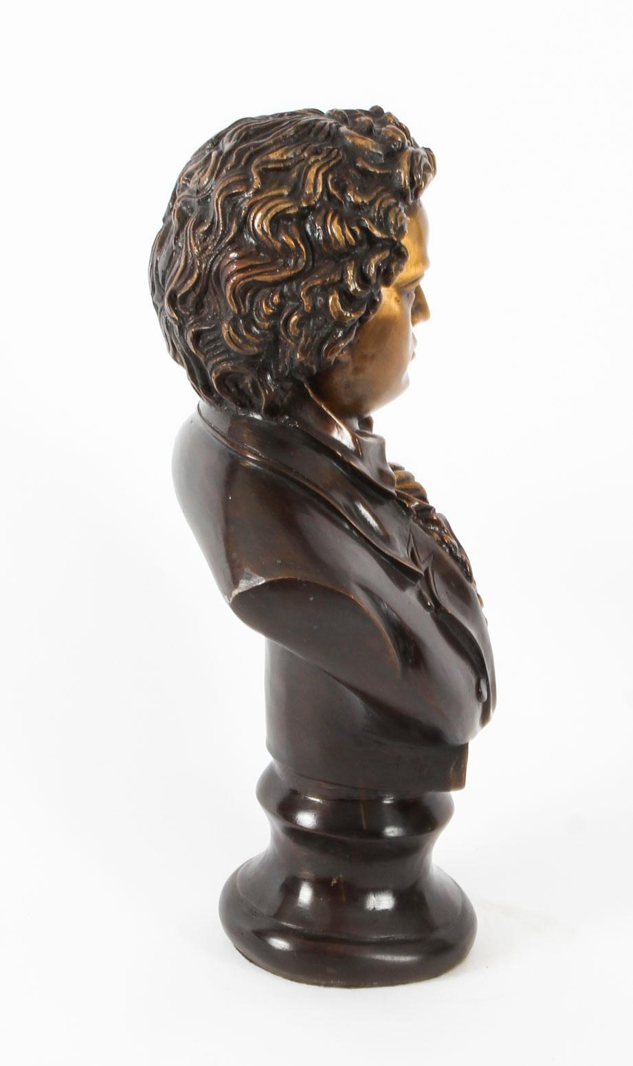 Late 20th Century Vintage Bronze Sculpture of Ludwig von Beethoven, 20th Century