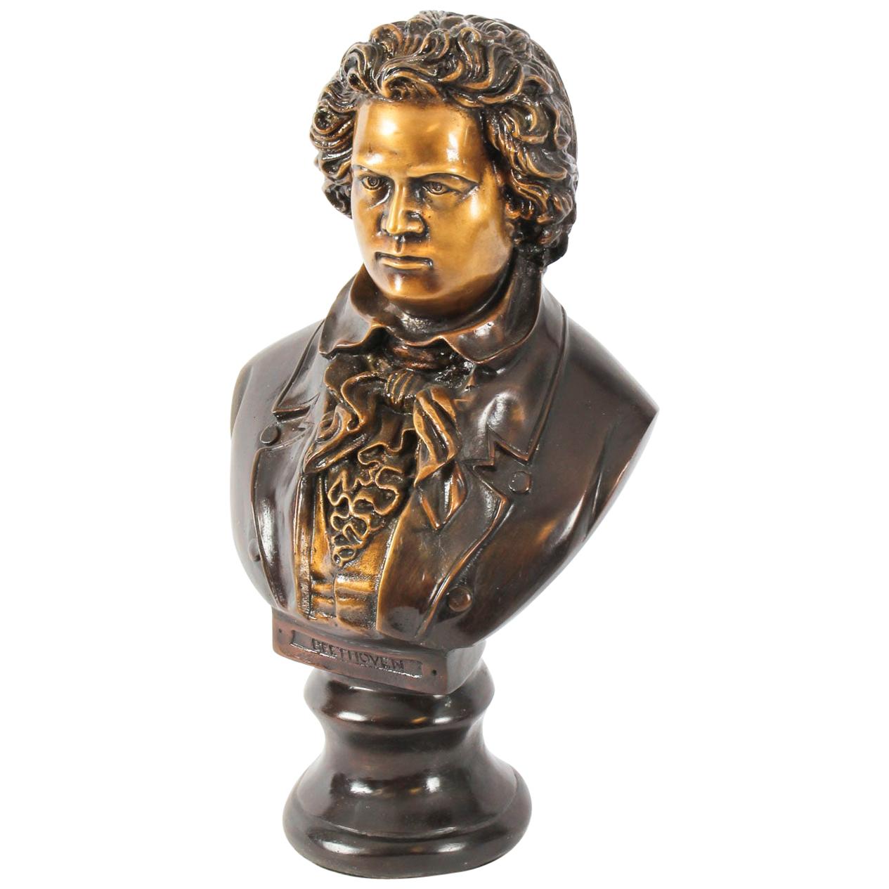 Vintage Bronze Sculpture of Ludwig von Beethoven, 20th Century