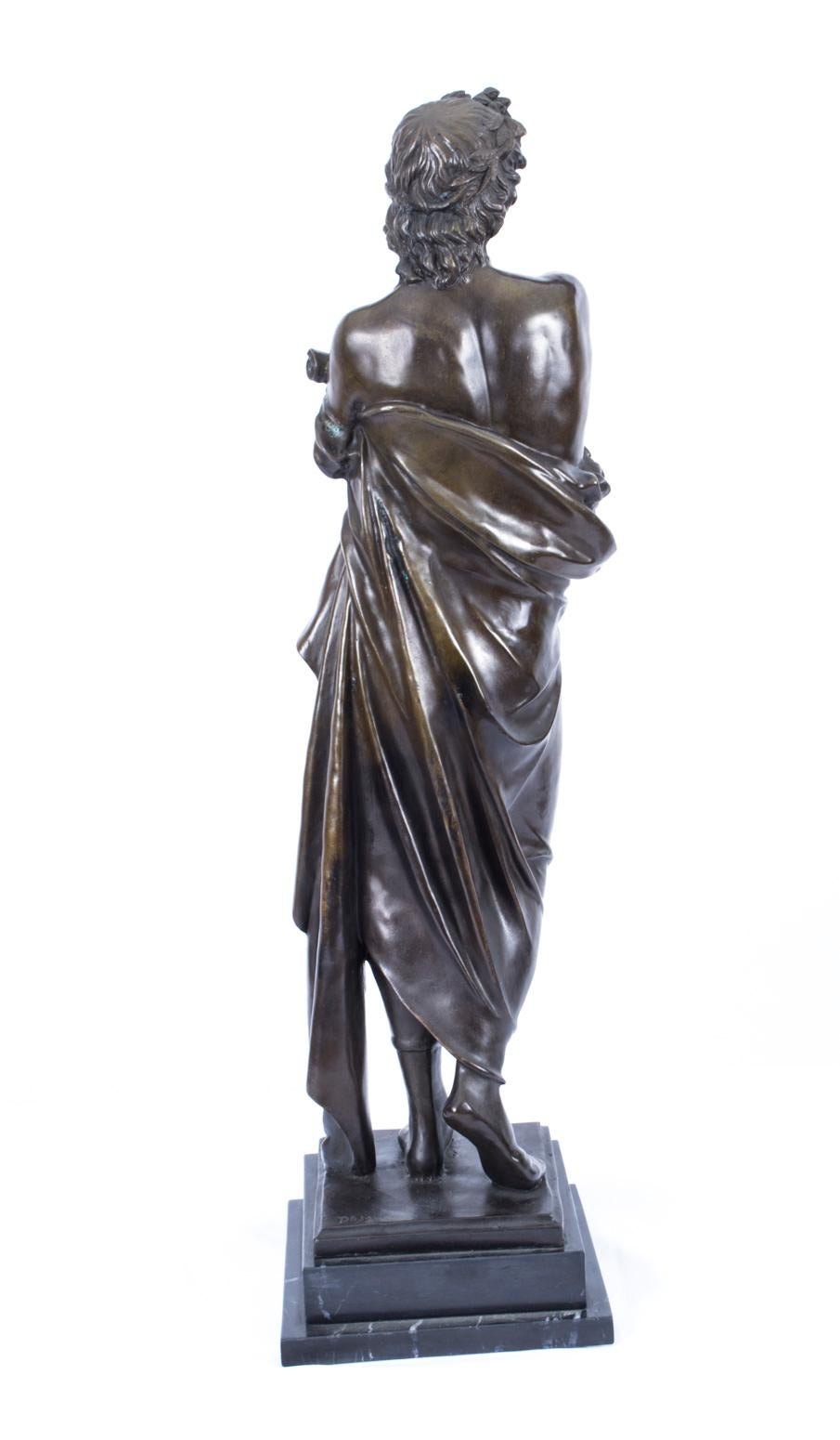 Vintage Bronze Sculpture of Roman Emperor on Marble Base 20th C In Good Condition In London, GB