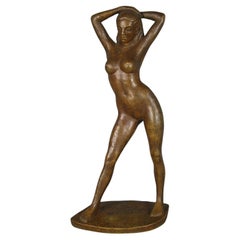 Scultura in bronzo vintage di donna in piedi di Frédéric Broniewski - 1Y106